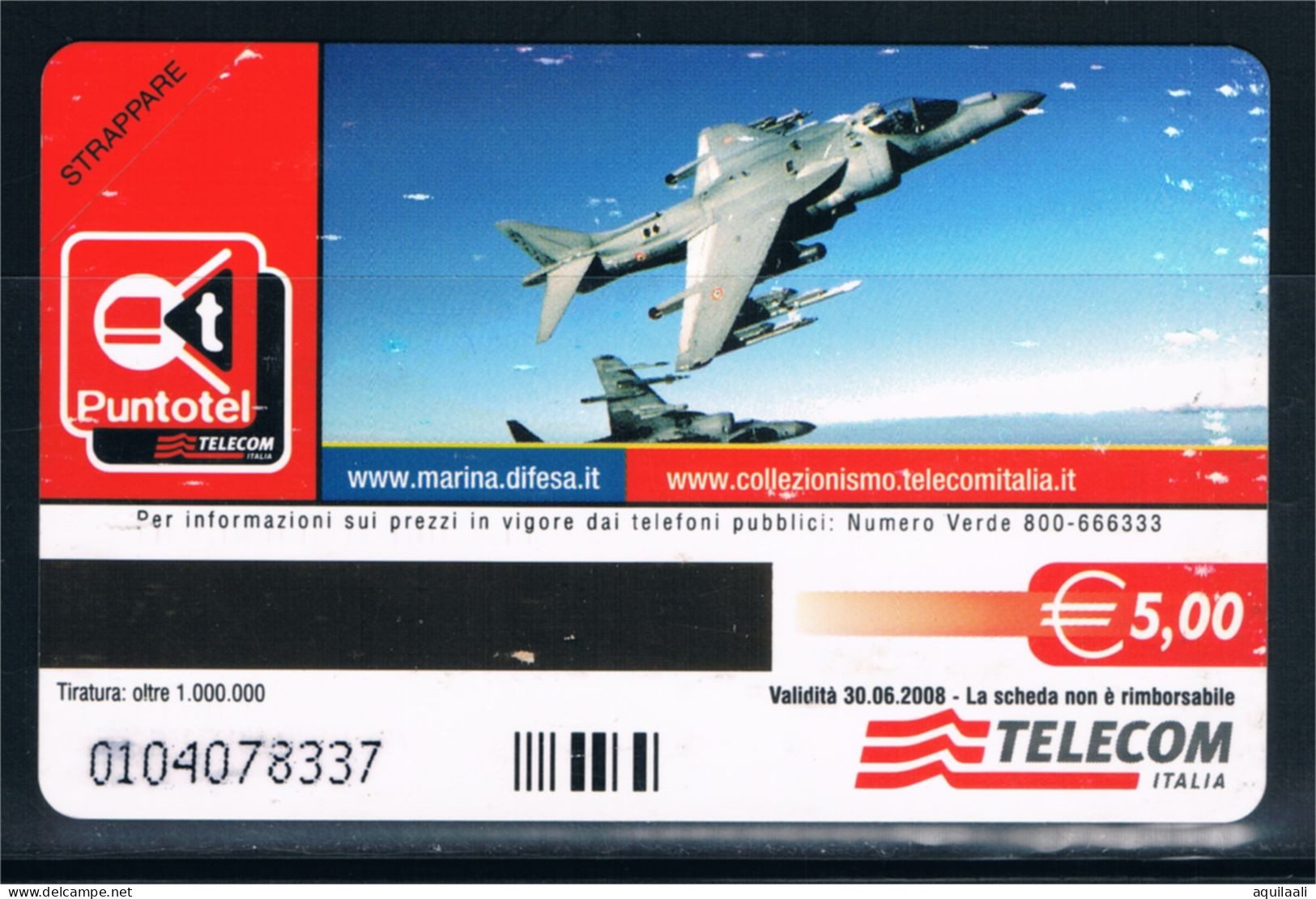 Scheda TELECOM ITALIA "MARINA MILITARE ITALIANA  - AV8B PLUS" Nuova - Openbaar Gewoon