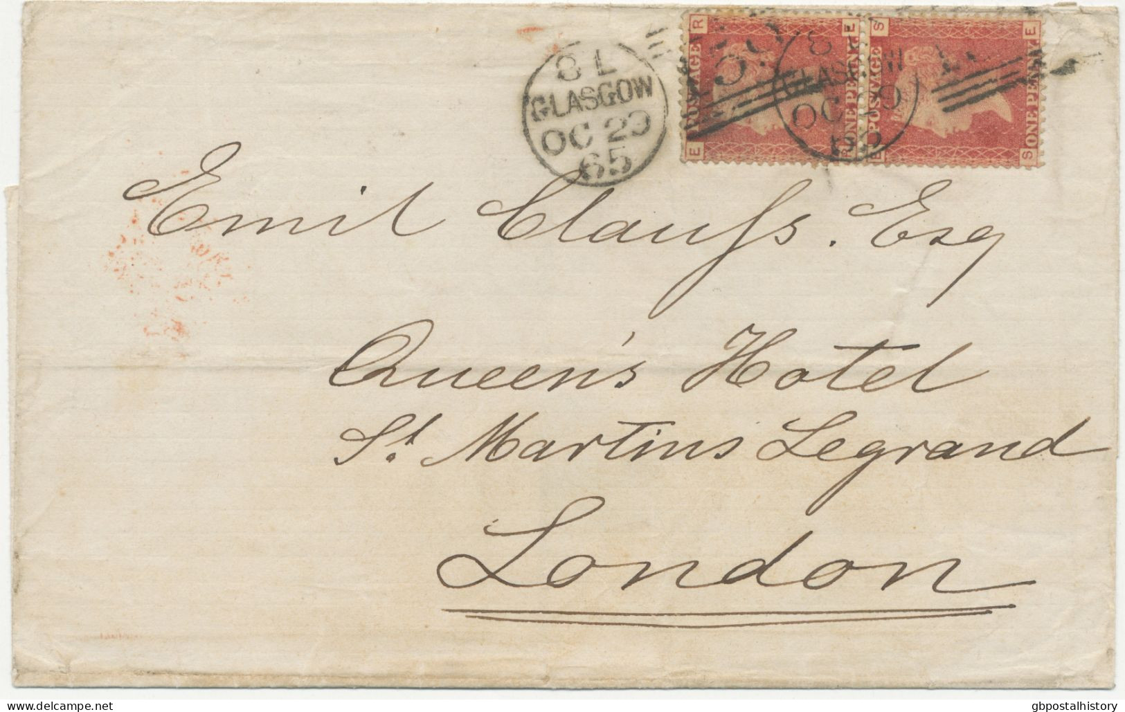 GB „159 / GLASGOW“ Scottish Duplex (6 THIN Bars With Same Length,  Time Code „8 L“, Datepart 18mm) On Superb Cover With - Briefe U. Dokumente