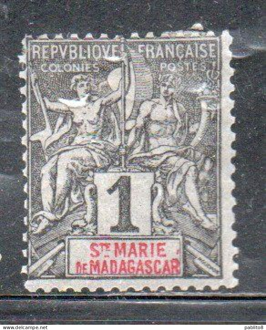 STE. MARIE DE MADAGASCAR SANTA MARIA DEL ST. MARY OF 1894 NAVIGATION AND COMMERCE 1c MH - Unused Stamps