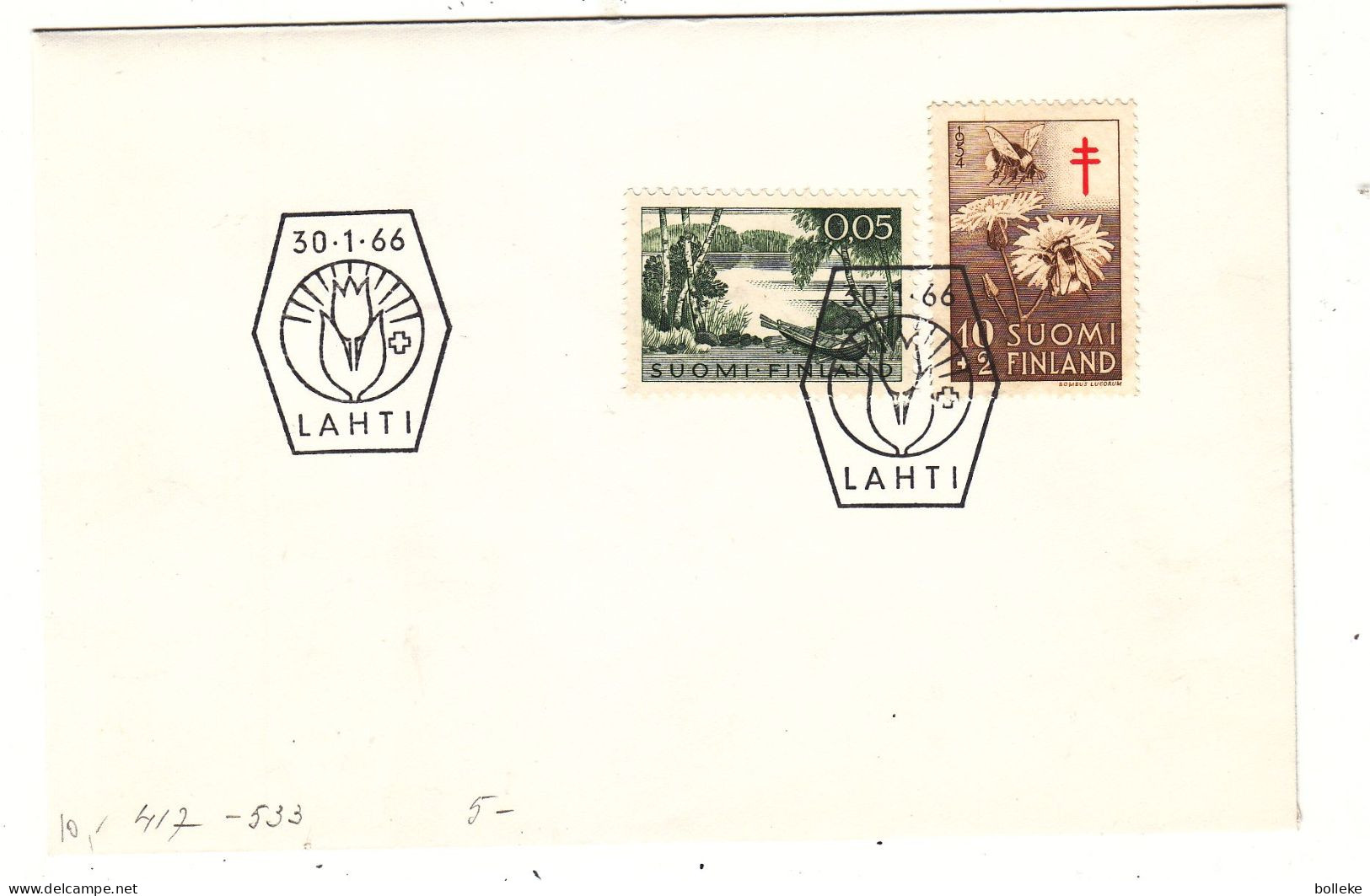 Finlande - Lettre De 1966 - Oblit Lahti - Fleurs - Abeilles - - Storia Postale