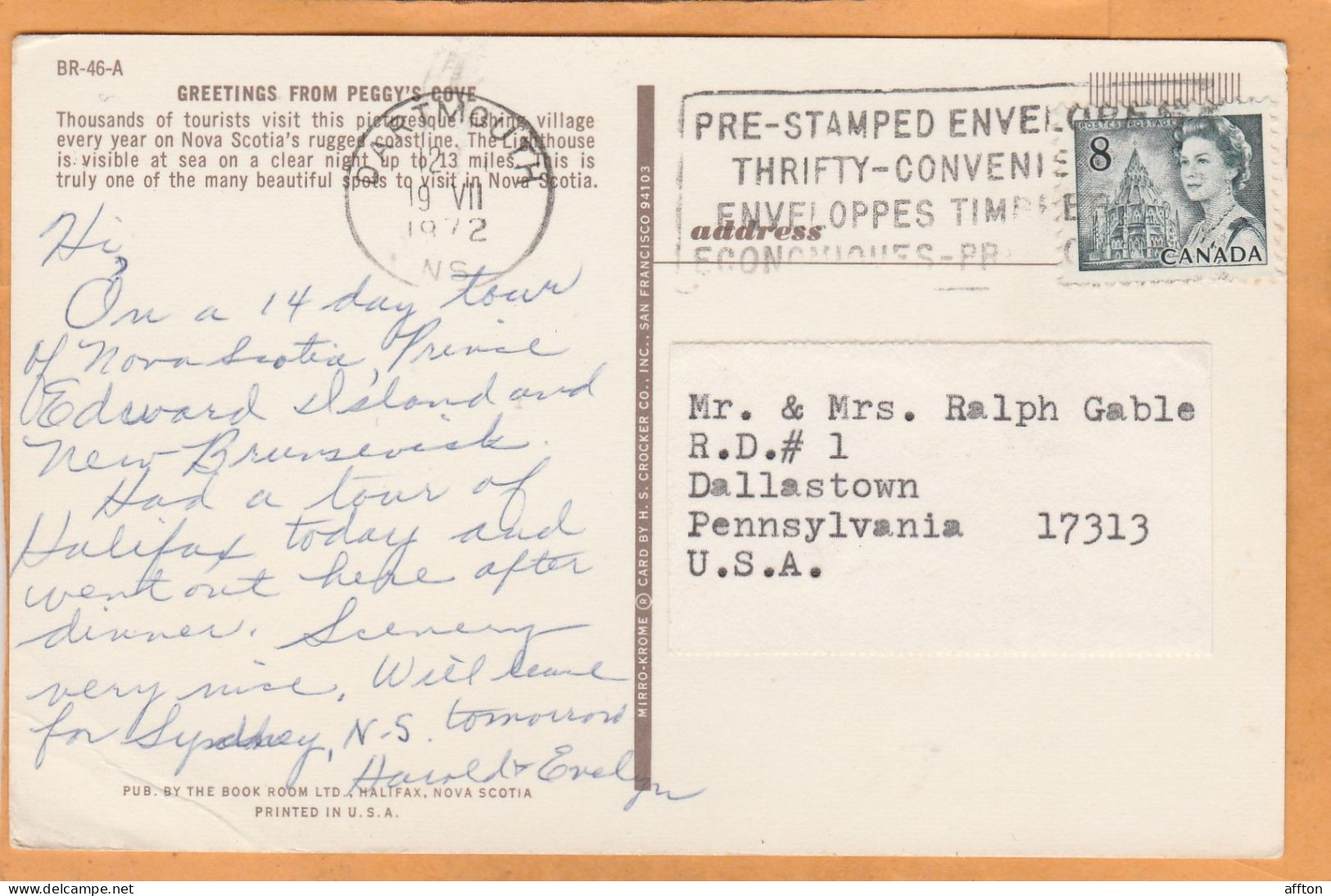 Peggy Cove Nova Scotia Canada Old Postcard - Altri & Non Classificati