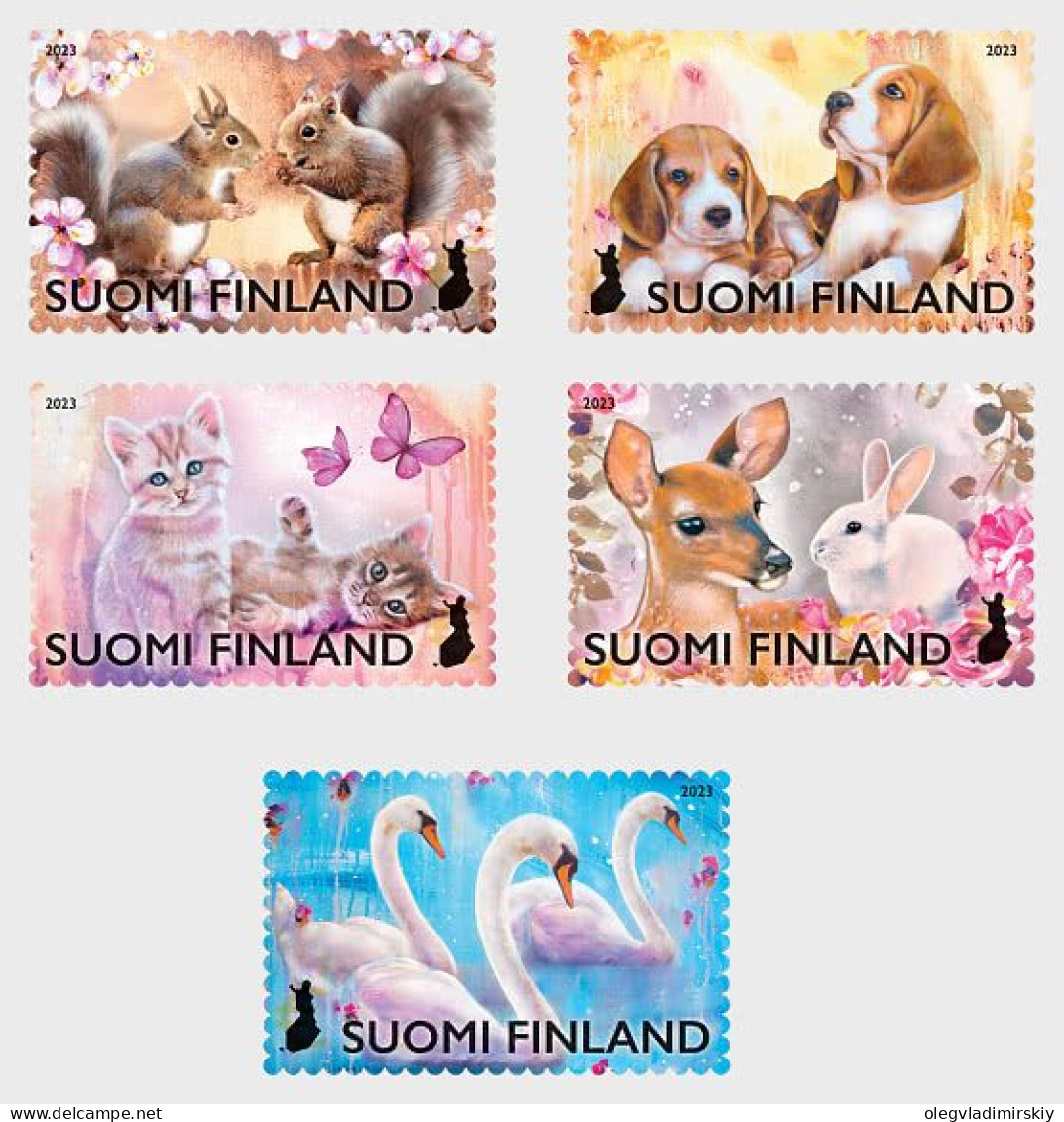 Finland Finnland Finlande 2023 Close Friends Set Of 5 Greeting Stamps Mint - Swans