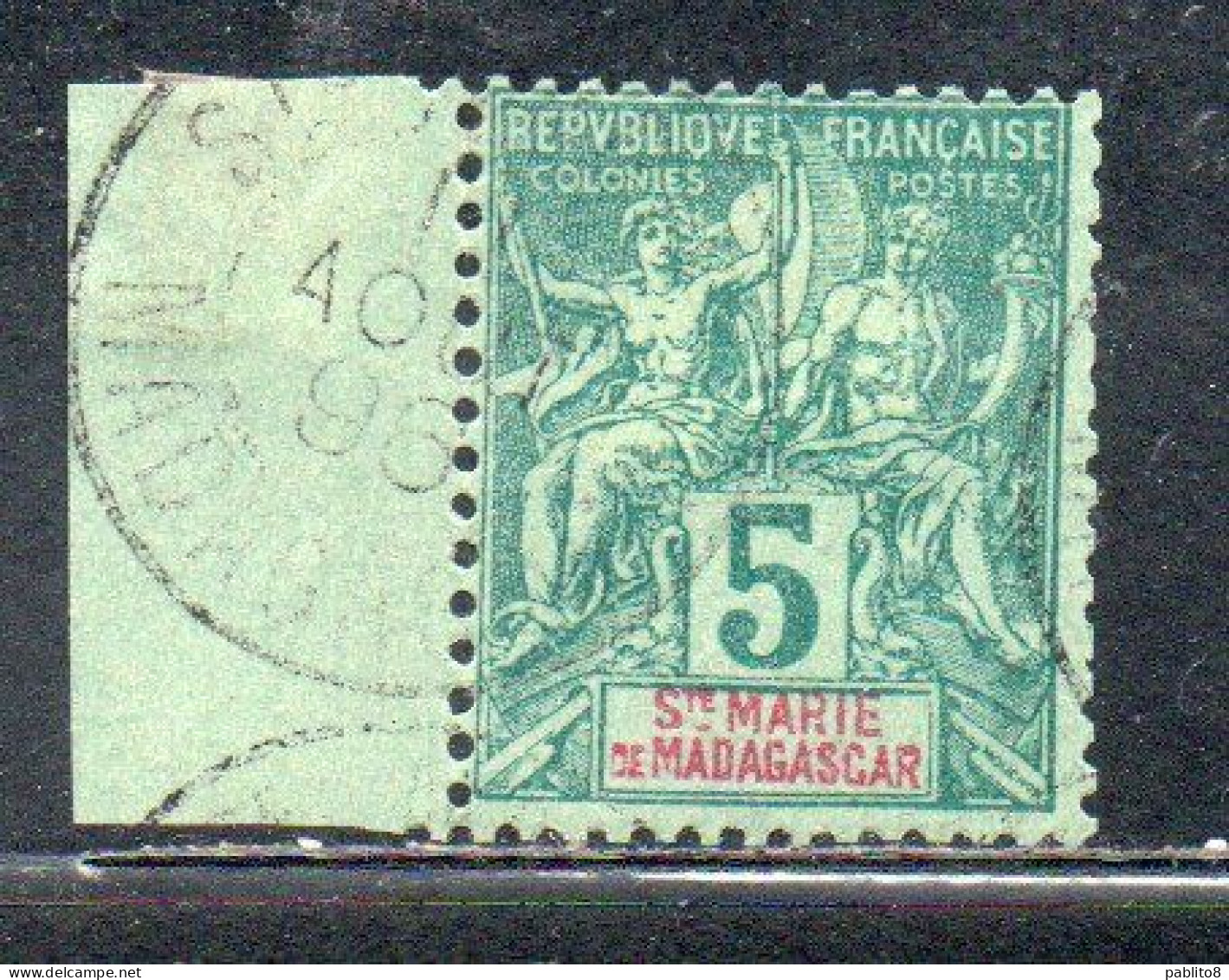 STE. MARIE DE MADAGASCAR SANTA MARIA DEL ST. MARY OF 1894 NAVIGATION AND COMMERCE 5c USATO USED OBLITERE' - Usati