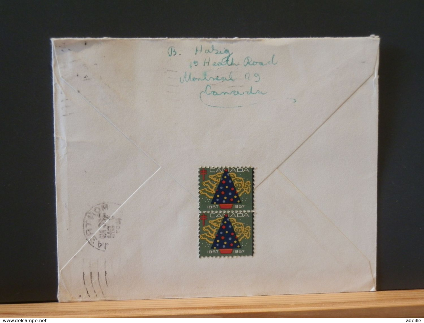 90/557R  LETTRE  CANADA  1967  POUR GERMANY  VERSO VIGNETTE - Brieven En Documenten