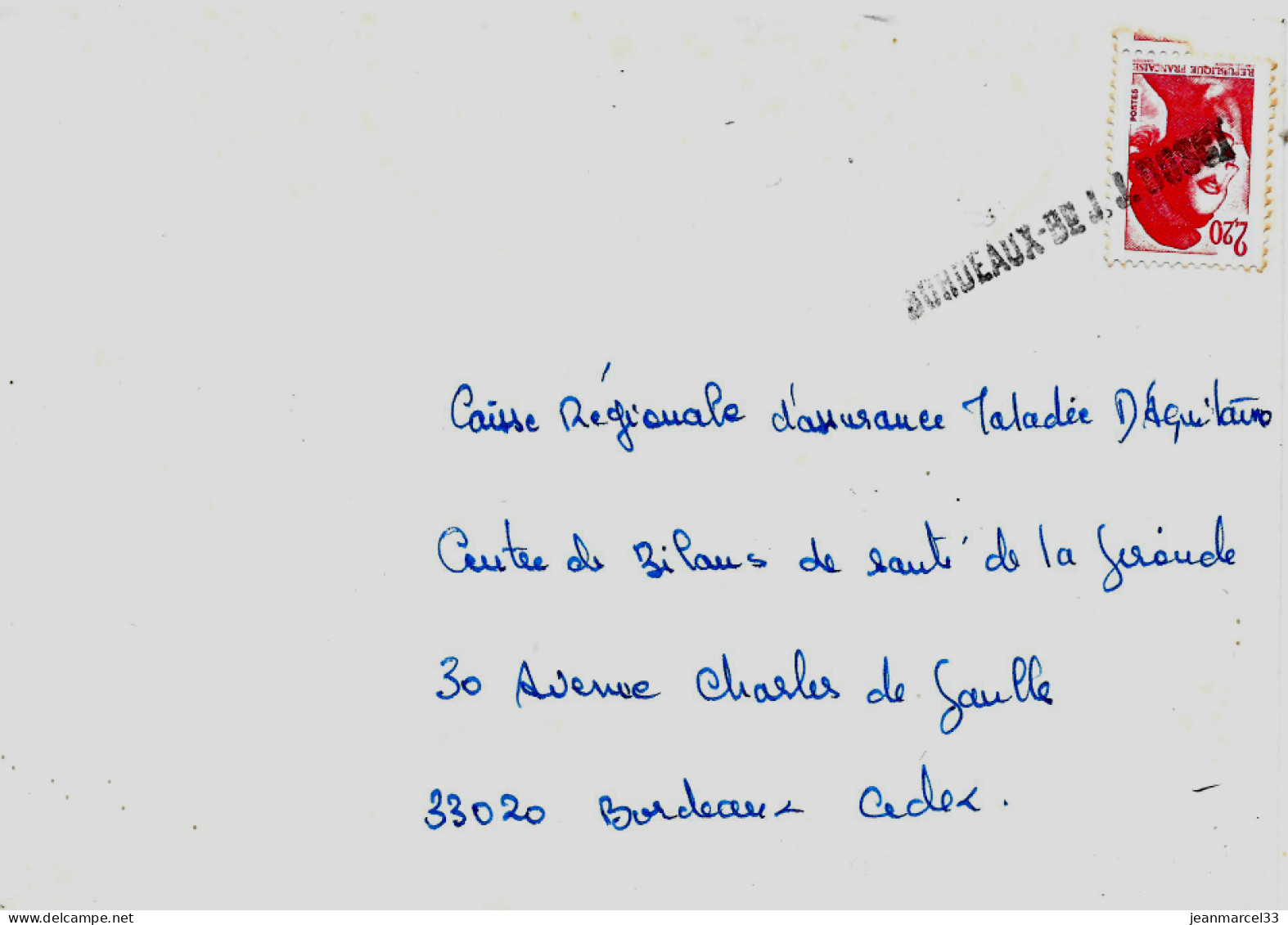 Curiosité Sur Lettre Annulation Du Timbre Avec La Griffe Bordeaux-Bd J.J. Bosct - Briefe U. Dokumente