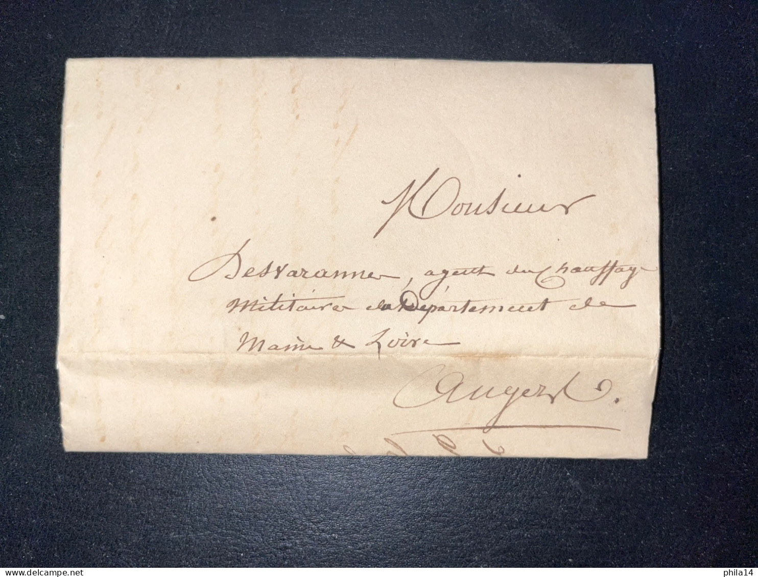 LETTRE DE L'INTENDANT MILITAIRE POUR L'AGENT DU CHAUFFAGE MILITAIRE DU MAINE ET LOIRE ANGERS / SAUMUR 1839 - Manuscrits