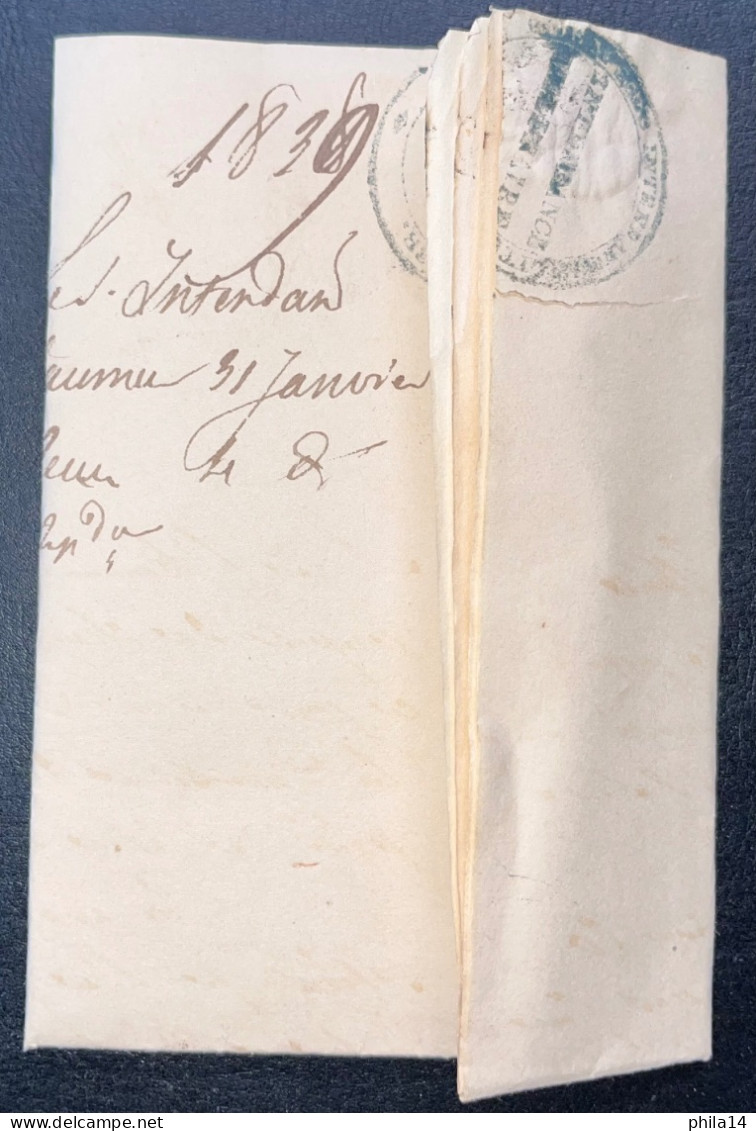 LETTRE DE L'INTENDANT MILITAIRE POUR L'AGENT DU CHAUFFAGE MILITAIRE DU MAINE ET LOIRE ANGERS / SAUMUR 1839 - Manuscrits