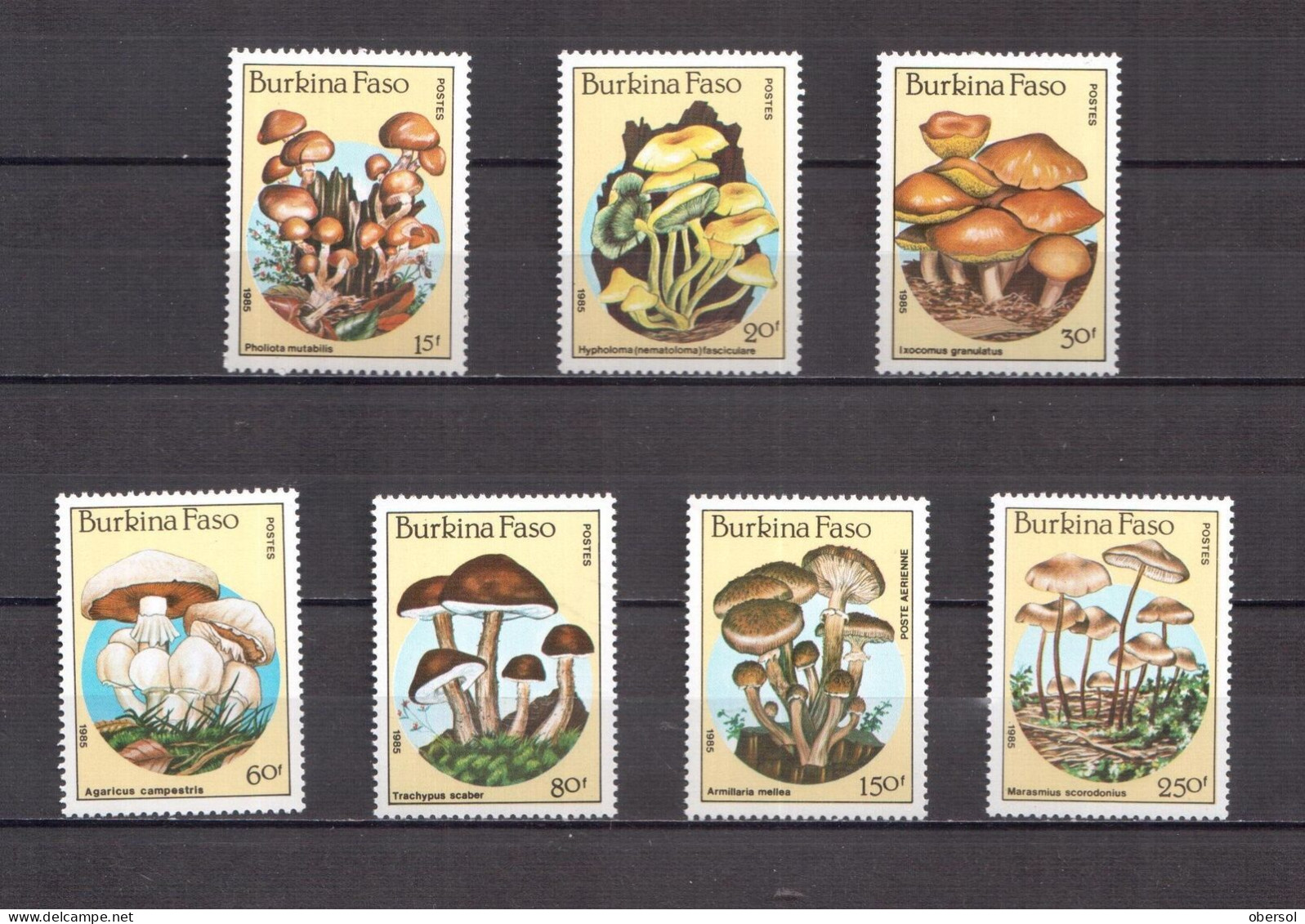 Burkina Faso 1985 Mushrooms  Mi BF 1054-60 Complete Set 7v MNH - Burkina Faso (1984-...)