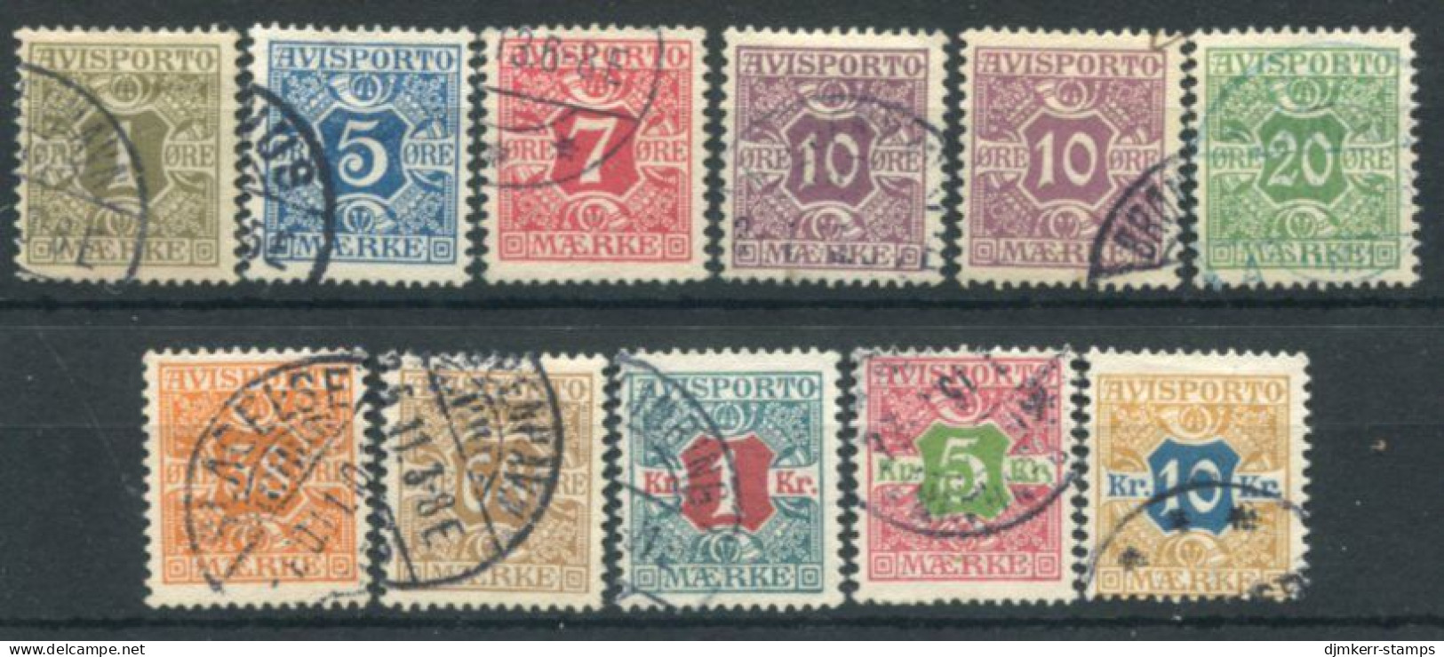 DENMARK 1907 Newspaper Stamps Set Used.   Michel 1-10X - Oblitérés