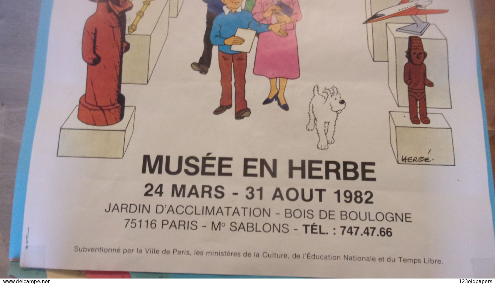 RARE AFFICHE 1982 LE MUSEE IMAGINAIRE DE TINTIN MUSEE EN HERBE BOIS BOULOGNE DALVERNY - Tintin