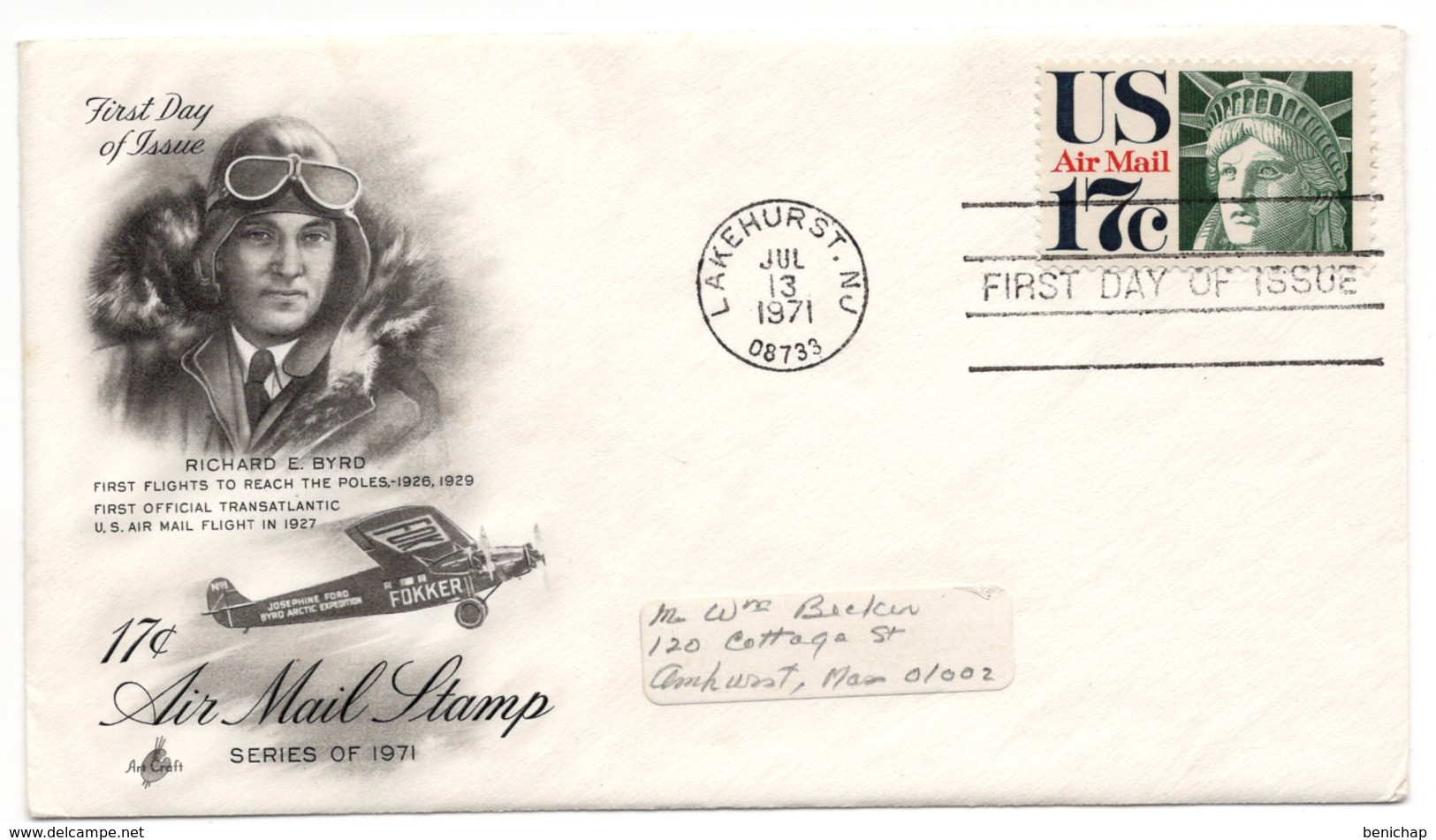 (R17) FDI - EXPOSITION ADVERTISSING MARK - RICHARD E.BYRD - AIR MAIL STAMP -  LAKEHURST N.J. 1971. - 1971-1980