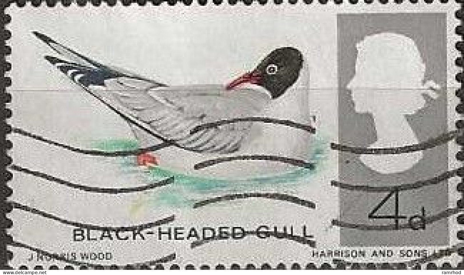 GREAT BRITAIN 1966 British Birds -  4d. - Black-headed Gull FU - Used Stamps