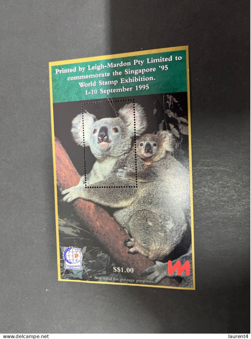16-8-2023 (stamp) Australia Mini-sheet - Koala Singapore 95 Stamp Expo (cinderella) - Blokken & Velletjes