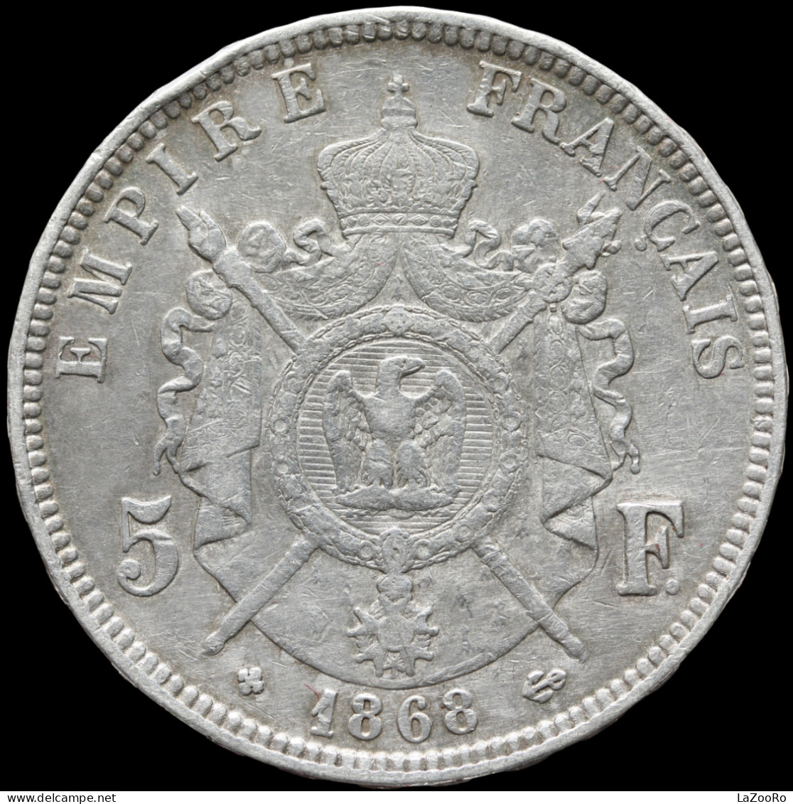 LaZooRo: France 5 Francs 1868 BB VF / XF - Silver - 5 Francs