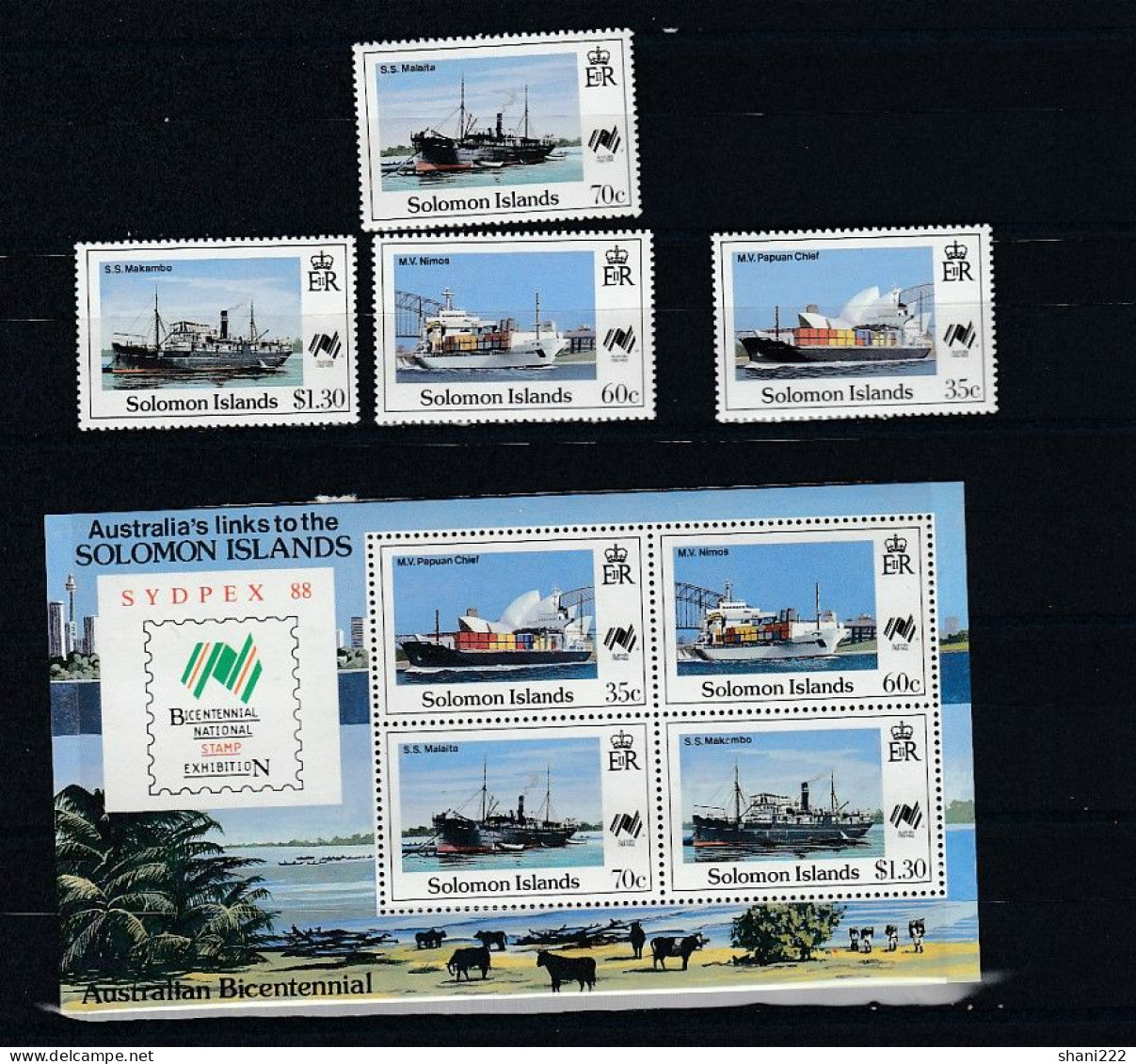 British Solomon Islands 1988 Sydpex Exhibition - S/S  And Set (11-162)MNH - Salomonen (...-1978)