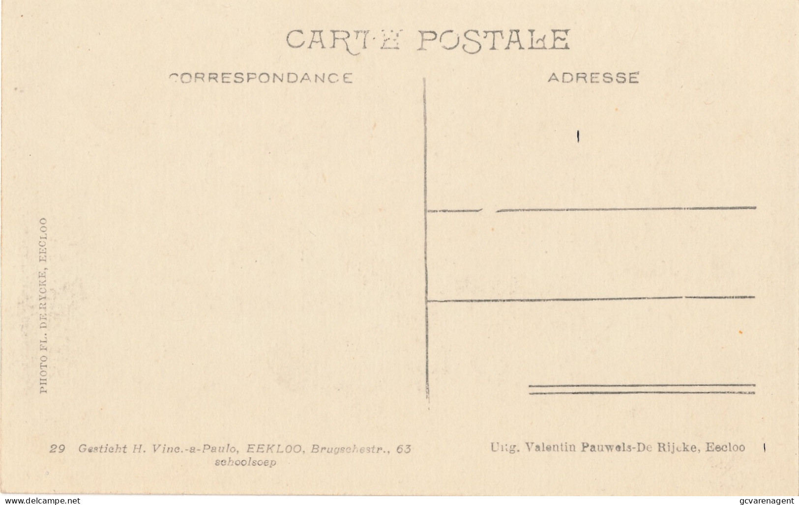 EEKLO == GESTICHT H.VINC. A PAULO BRUGSCHESTR. - SCHOOLSOEP        2 SCANS - Eeklo