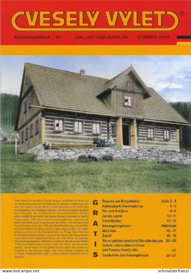 Zeitschrift Vesely Vylet Ein Lustiger Ausflug Riesengebirge Nr 42 Sommer 2014 Krausebauden Marschendorf Aupa Petzer - Tschechien