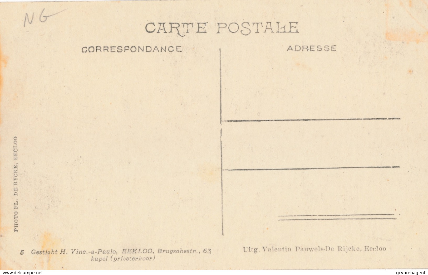 EEKLO == GESTICHT H.VINC. A PAULO BRUGSCHESTR. -  KAPEL  PRIESTERKOOR     2 SCANS - Eeklo