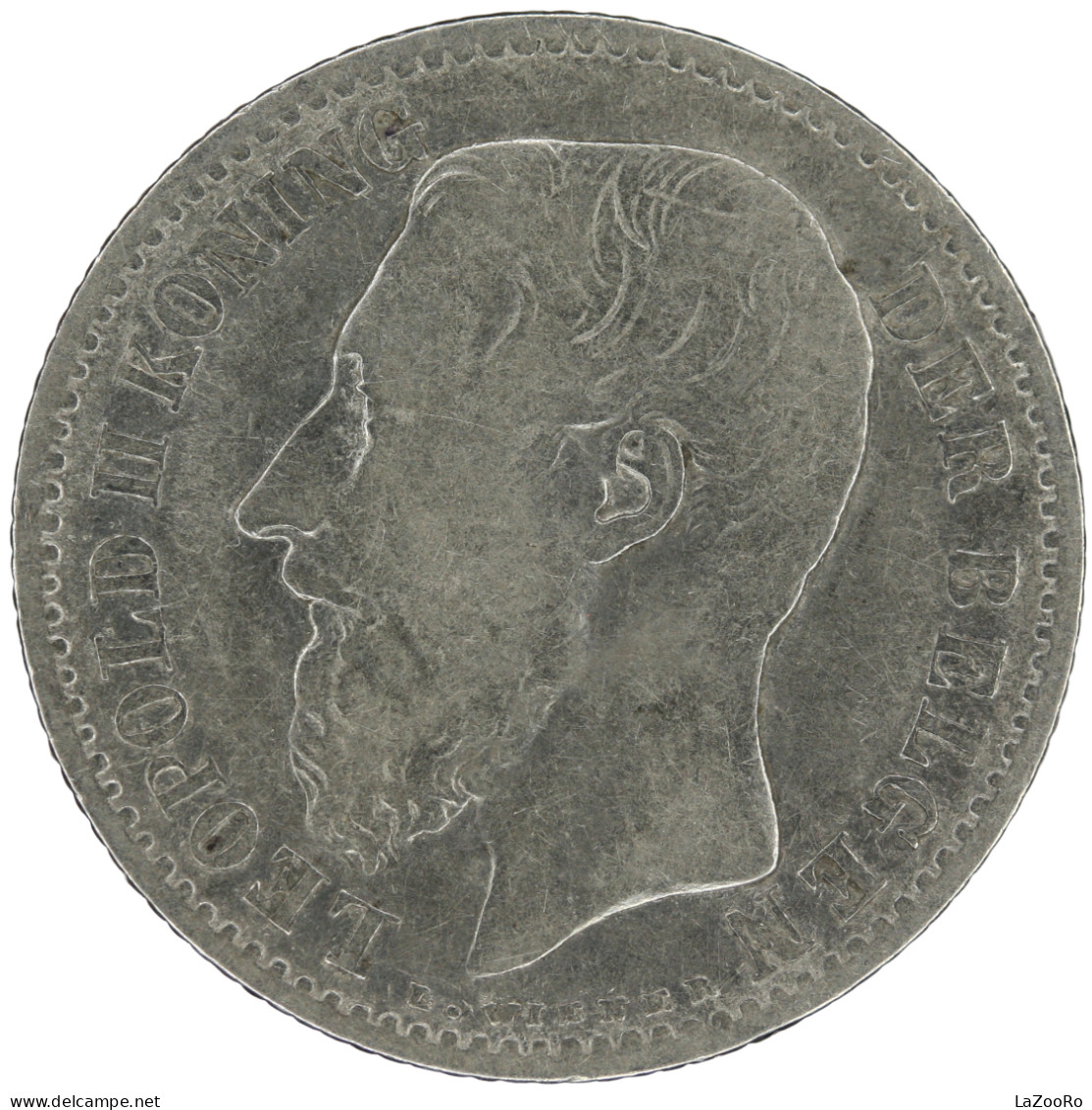 LaZooRo: Belgium 1 Franc 1886 VF - Silver - 1 Franc