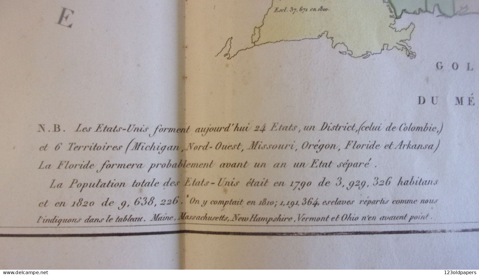 1825 Antique Maps United States BY JEAN ALEXANDRE BUCHON 15 X 25 Inches ADJONCTION PROGRESSIVE DES ETATS LOUISIANE FLORI - Geographical Maps