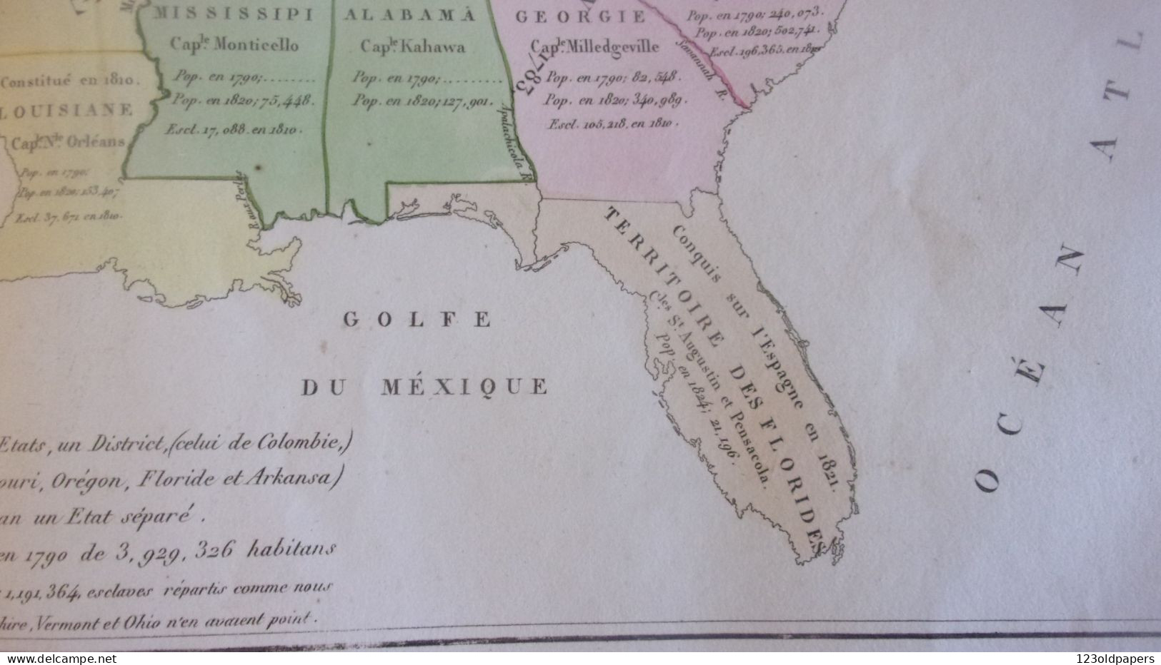1825 Antique Maps United States BY JEAN ALEXANDRE BUCHON 15 X 25 Inches ADJONCTION PROGRESSIVE DES ETATS LOUISIANE FLORI - Cartes Géographiques