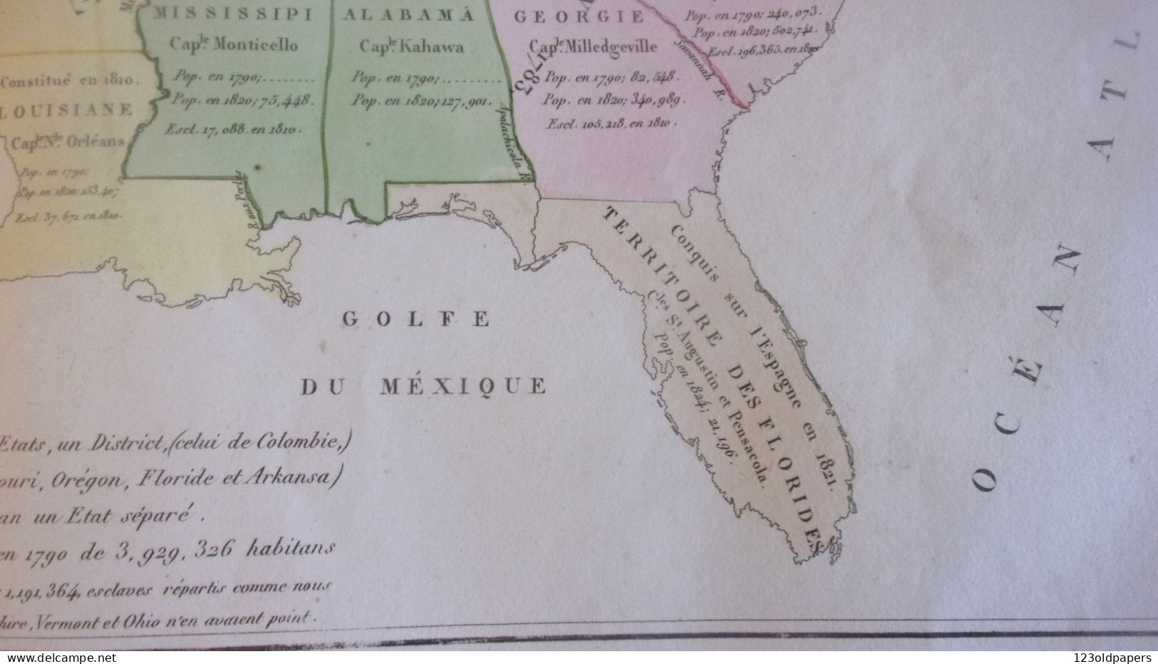 1825 Antique Maps United States BY JEAN ALEXANDRE BUCHON 15 X 25 Inches ADJONCTION PROGRESSIVE DES ETATS LOUISIANE FLORI - Geographical Maps