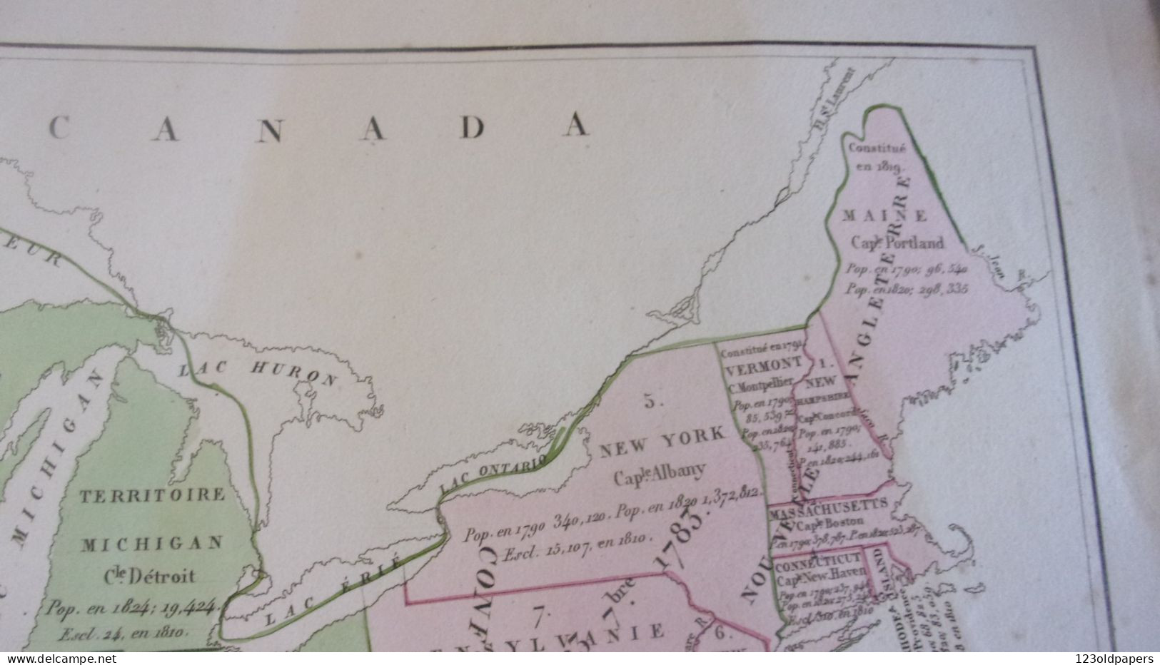 1825 Antique Maps United States BY JEAN ALEXANDRE BUCHON 15 x 25 inches ADJONCTION PROGRESSIVE DES ETATS LOUISIANE FLORI