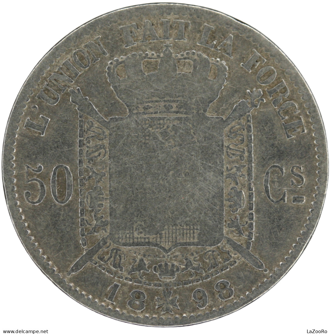 LaZooRo: Belgium 50 Centimes 1898 F - Silver - 50 Centimes