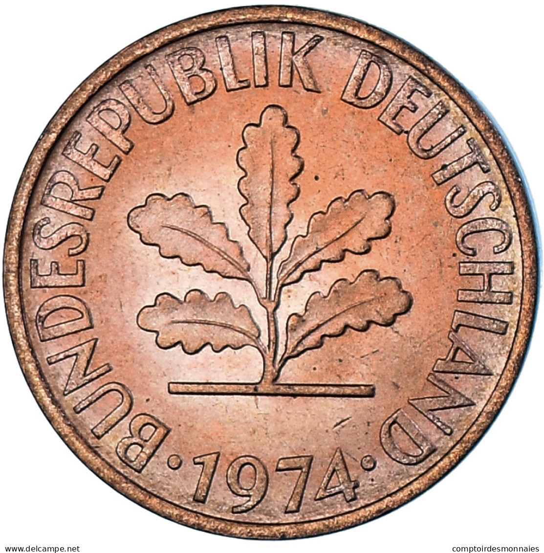 Monnaie, République Fédérale Allemande, 2 Pfennig, 1974, Stuttgart, TTB+ - 2 Pfennig