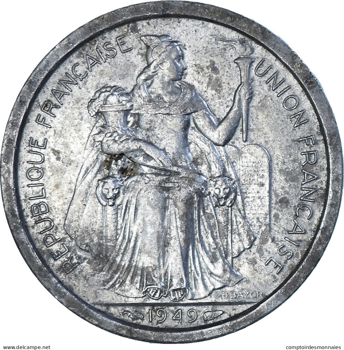 Monnaie, Polynésie Française, 2 Francs, 1949, TTB, Aluminium, KM:3 - Autres – Océanie