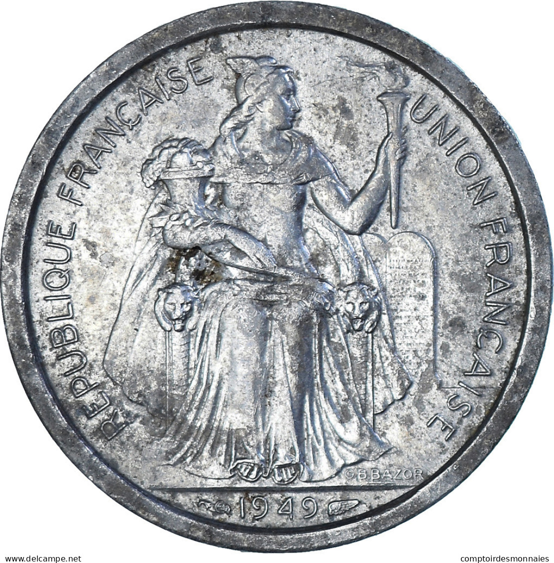 Monnaie, Polynésie Française, 2 Francs, 1949, TTB, Aluminium, KM:3 - Other - Oceania