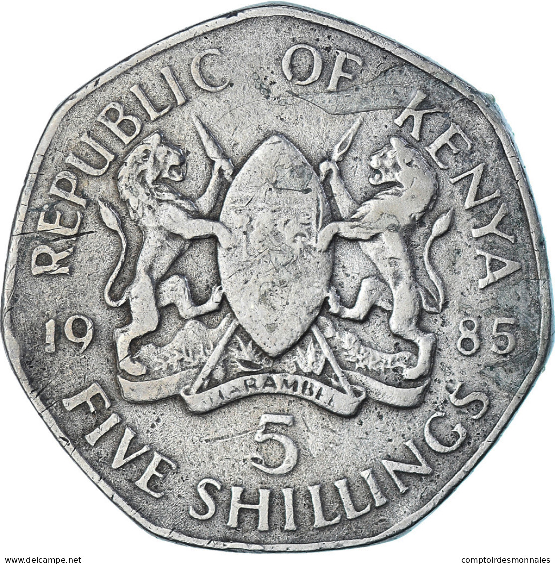 Monnaie, Kenya, 5 Shillings, 1985, British Royal Mint, TTB, Cupro-nickel, KM:23 - Kenya