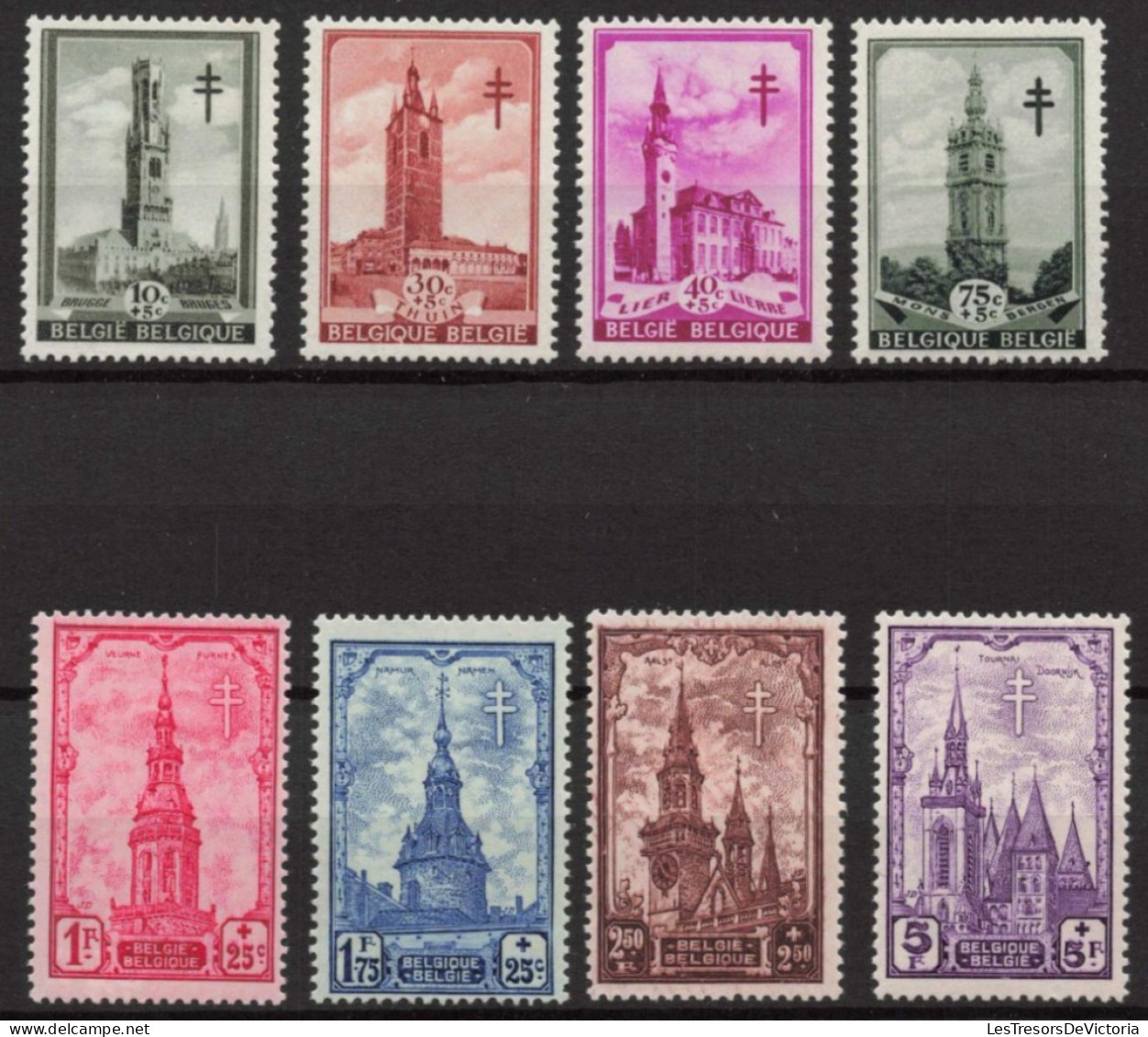 Belgique 1939 - COB 519/26 MNH** - Série Les Beffrois - Cote 65 - Unused Stamps