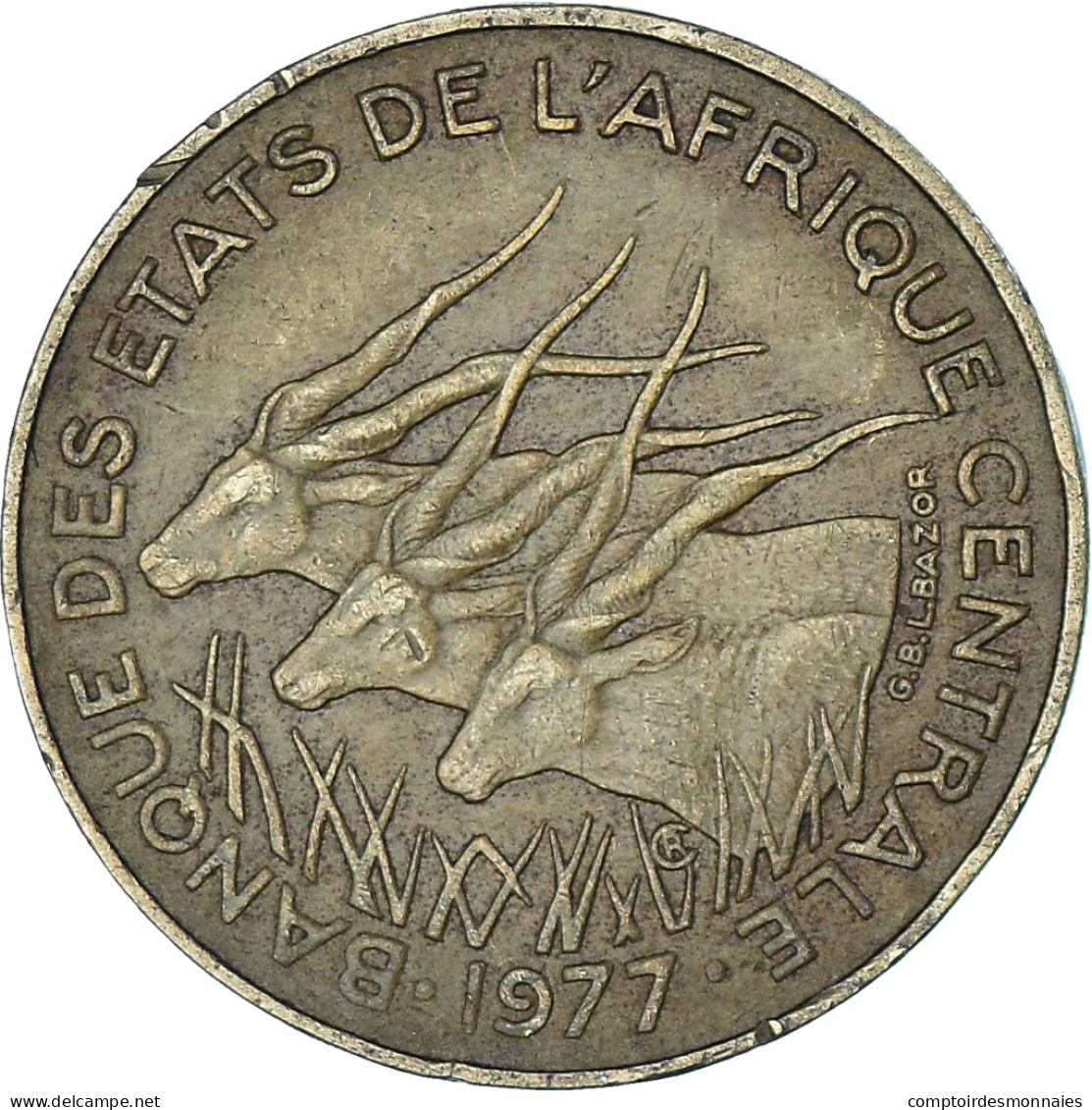 Monnaie, États De L'Afrique Centrale, 10 Francs, 1977, TTB, Bronze-Aluminium - Central African Republic