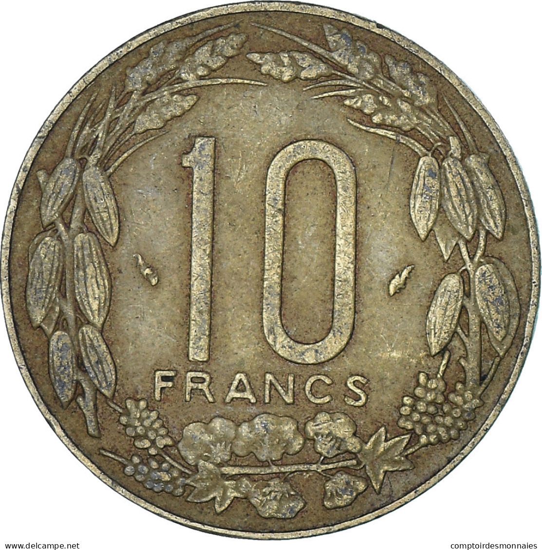 Monnaie, États De L'Afrique Centrale, 10 Francs, 1977, TTB, Bronze-Aluminium - Centrafricaine (République)