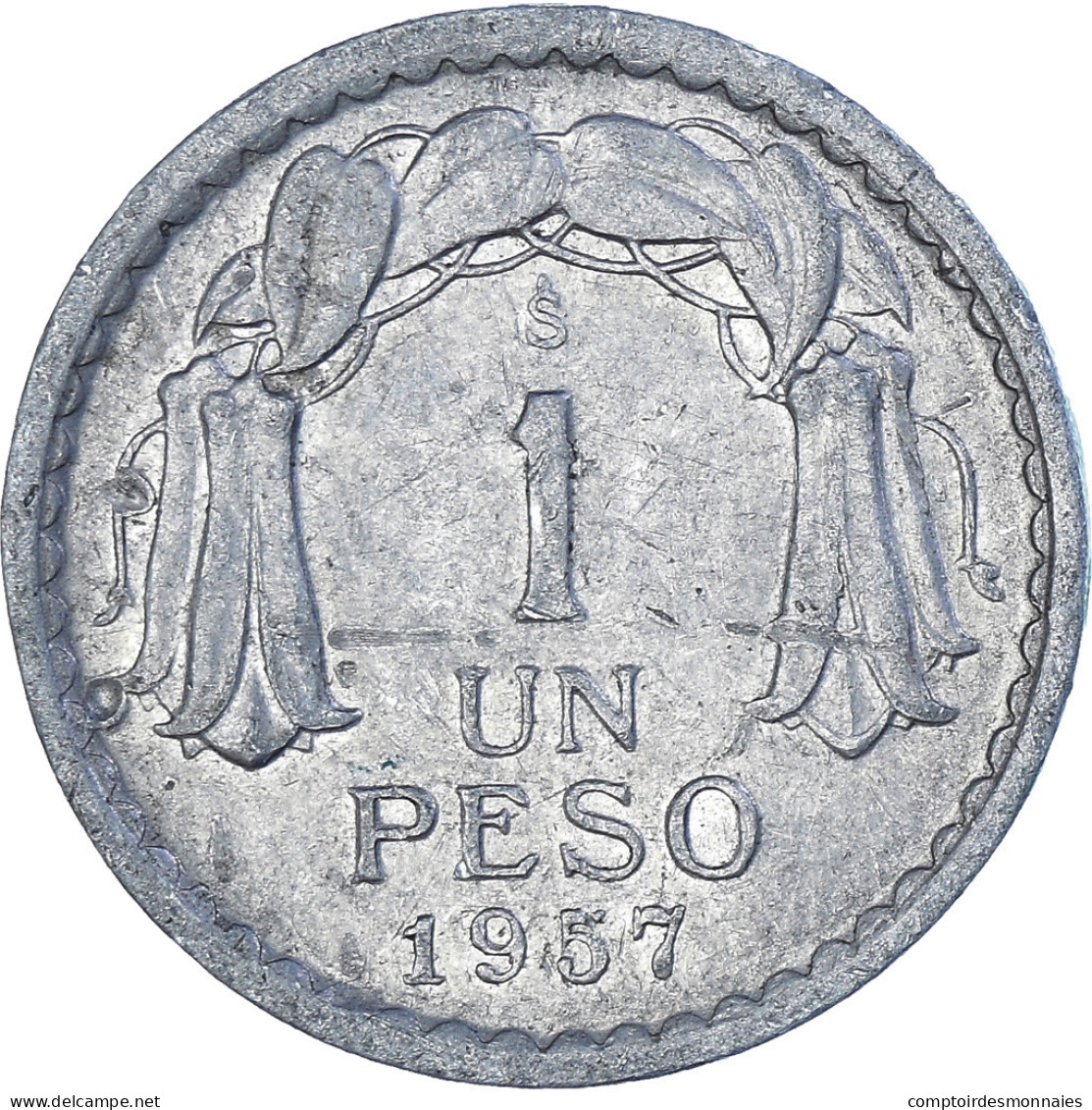 Monnaie, Chili, Peso, 1957, TTB, Aluminium, KM:179a - Chili