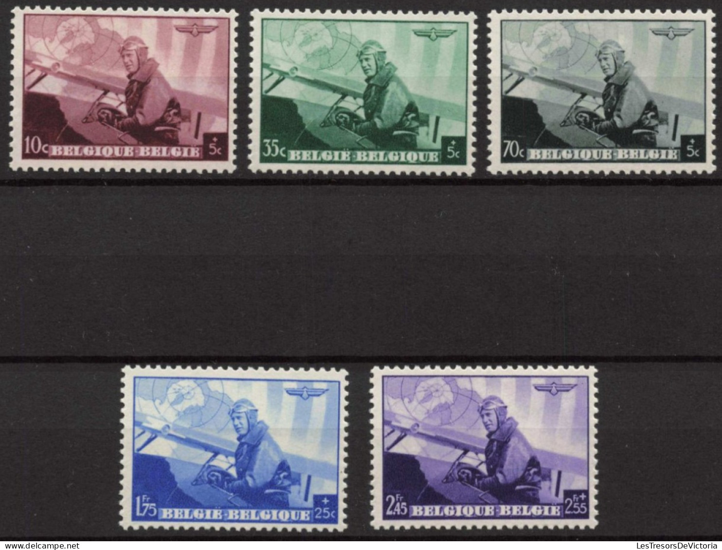 Belgique 1938 - COB 466/70 MNH ** - Roi Léopold III Aviateur - Cote 23 - Nuevos