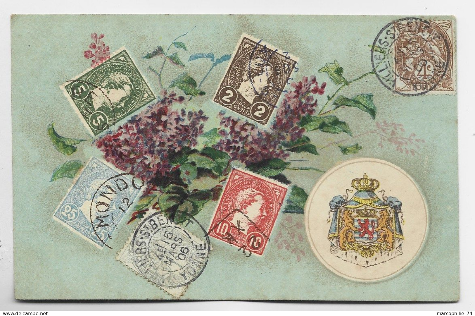 LUXEMBOURG CARTE LANGAGES DES TIMBRES POSTEE EN FRANCE ST BENOIT YONNE 1906 - 1906 William IV