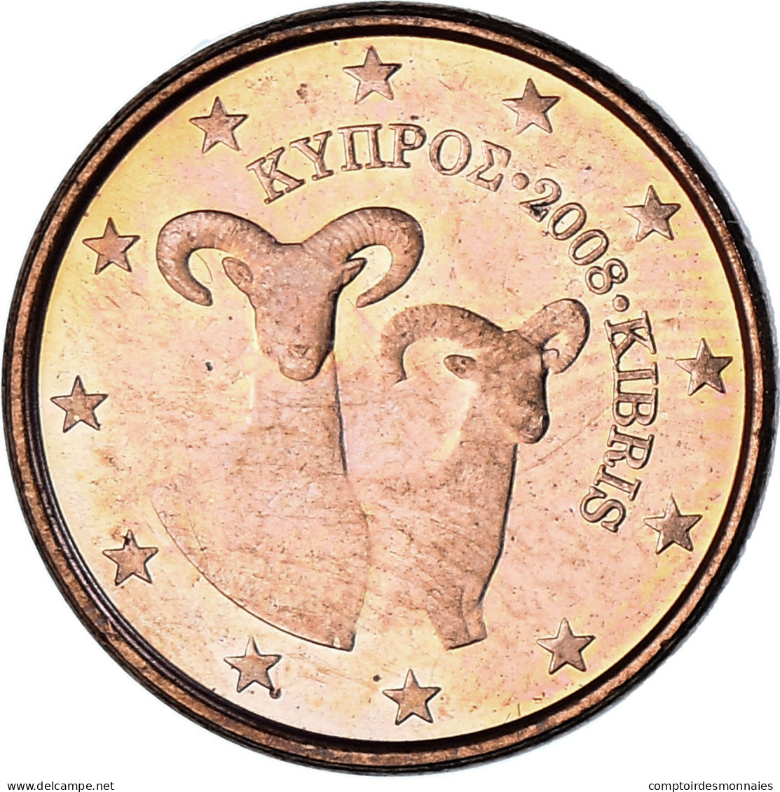 Chypre, Euro Cent, 2008, SPL, Cuivre Plaqué Acier, KM:New - Cyprus