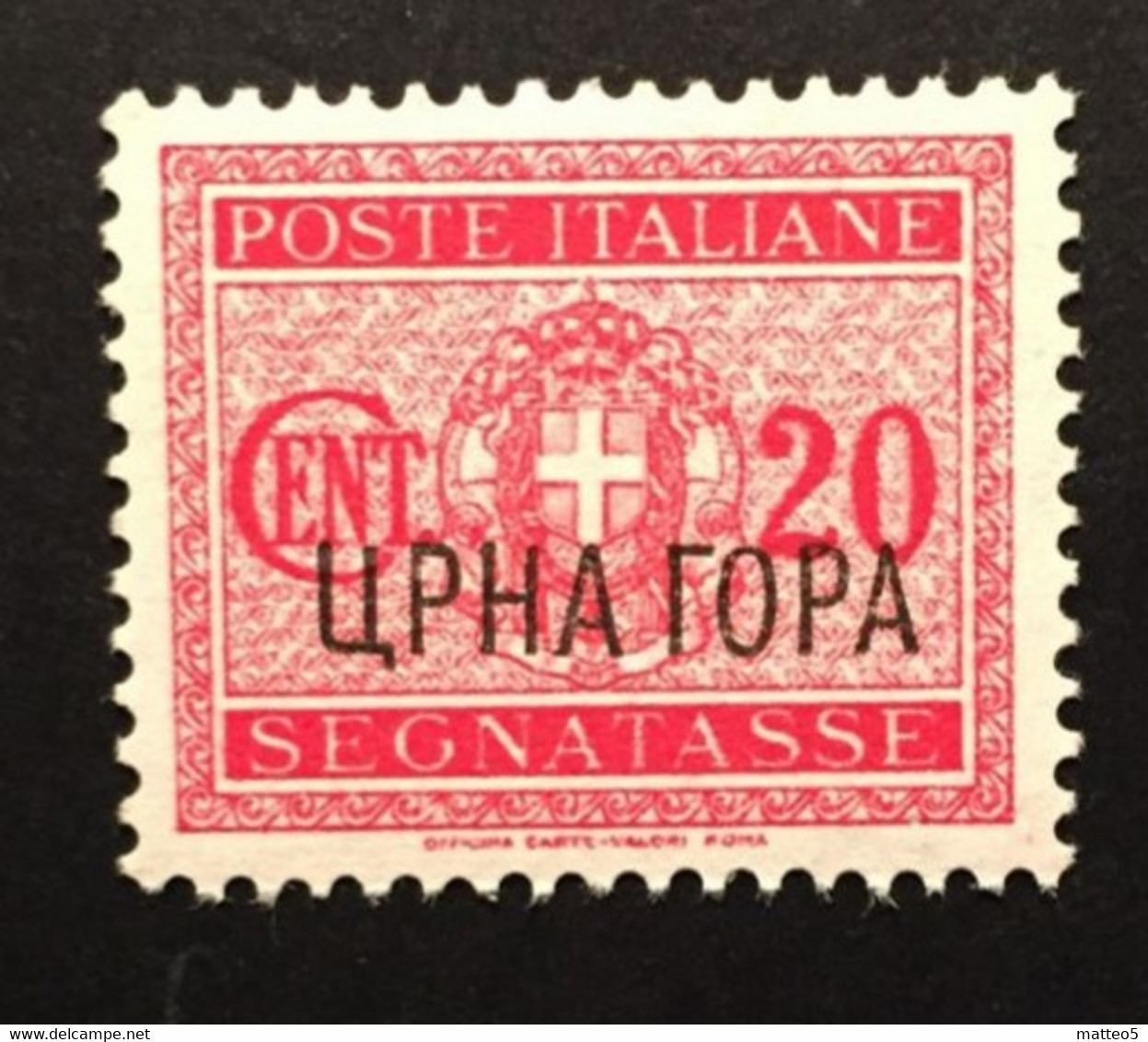 1941 - Italia - Occupazione Montenegro - Segnatasse - Cent. 20  - Soprastampa UPHA TOPA - Nuovo - Montenegro