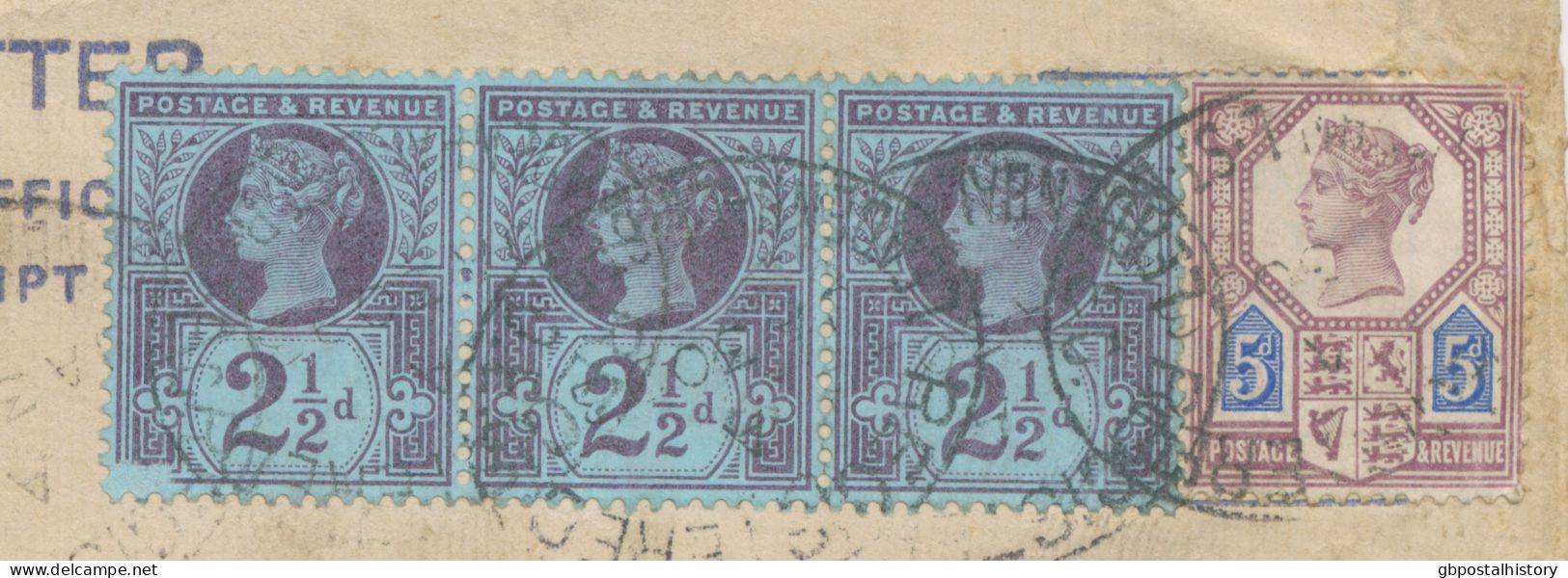 GB 1893 QV 2d Blue Large Postal Stationery Registered Envelope (original Huggins & Baker RP13 Size H, Was Mounted On The - Storia Postale