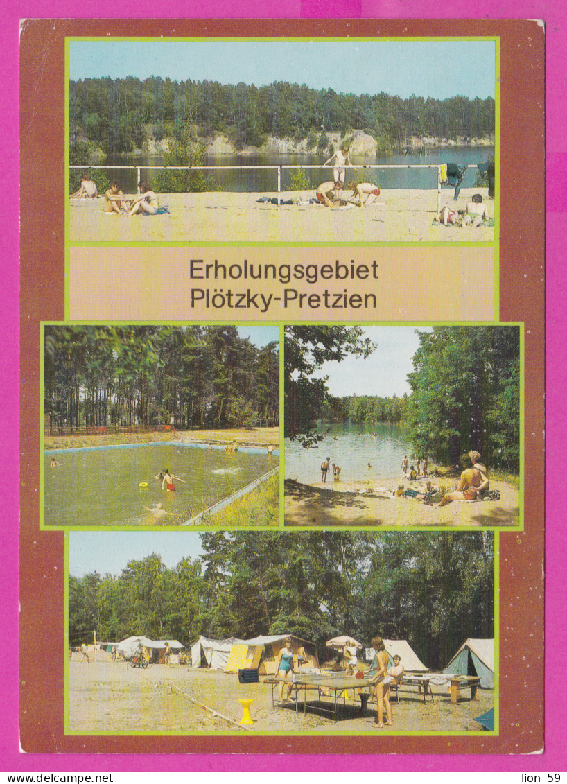 292612 / Germany DDR Erholungsgebiet Plötzky - Pretzien Sport Table Tennis PC USED 1990 - 25+25 Pf. Alexanderplatz - Tischtennis
