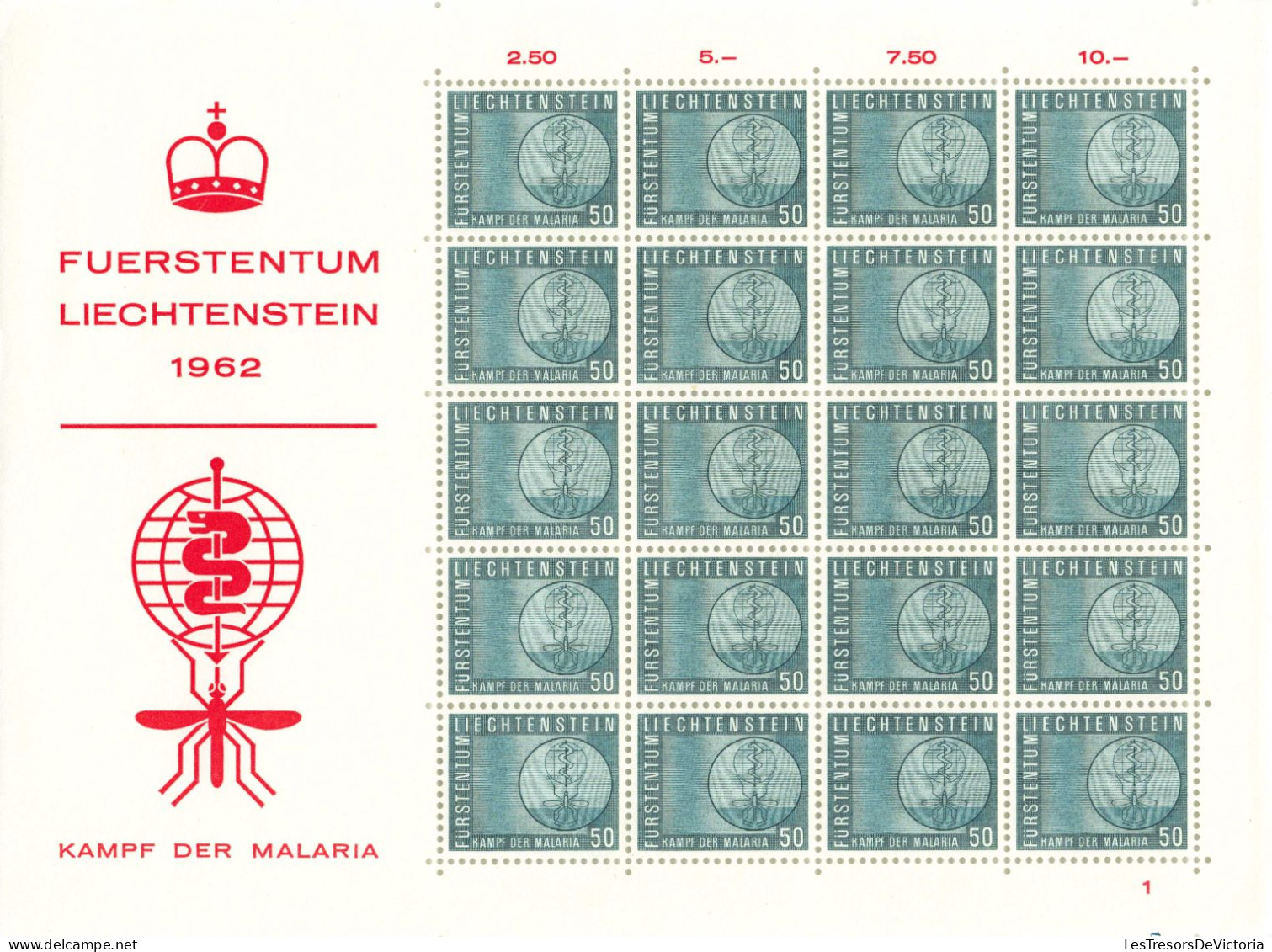 Liechtenstein 1962 - Bloc MNH ** - Kamps Fer Malaria - Blocchi & Fogli