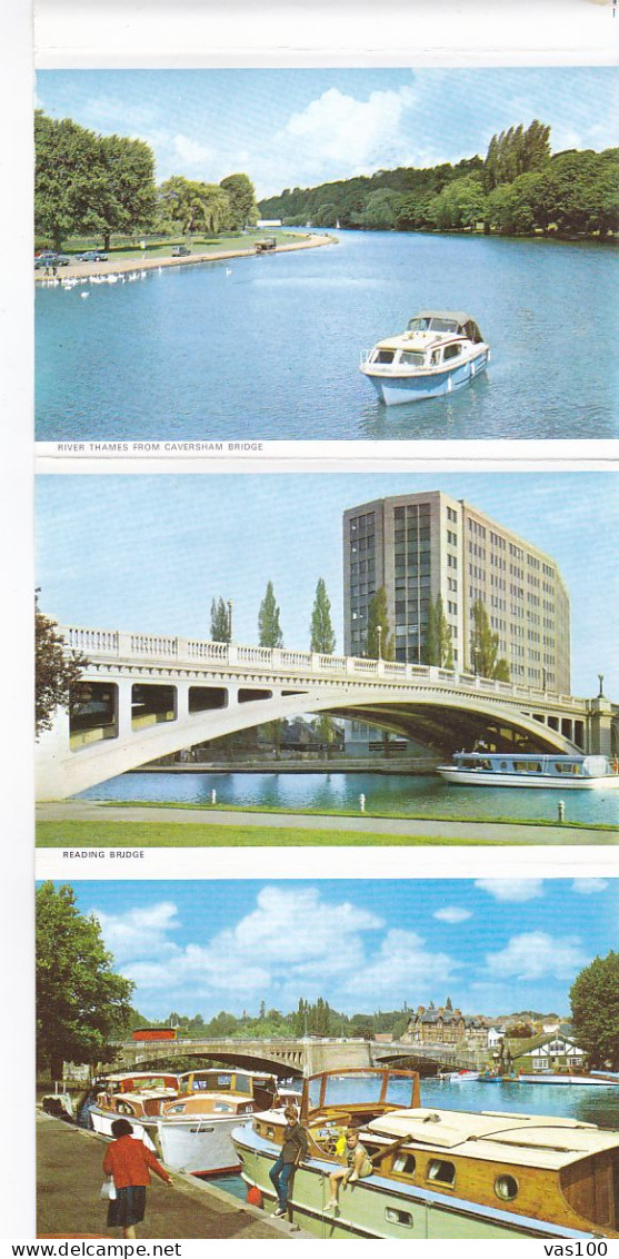 CPA READING- DIFFERENT VIEWS, BRIDGES, SHIPS, RIVER BANKS, PARK, PEOPLE, SWANS, LEPORELLO, 6X - Reading