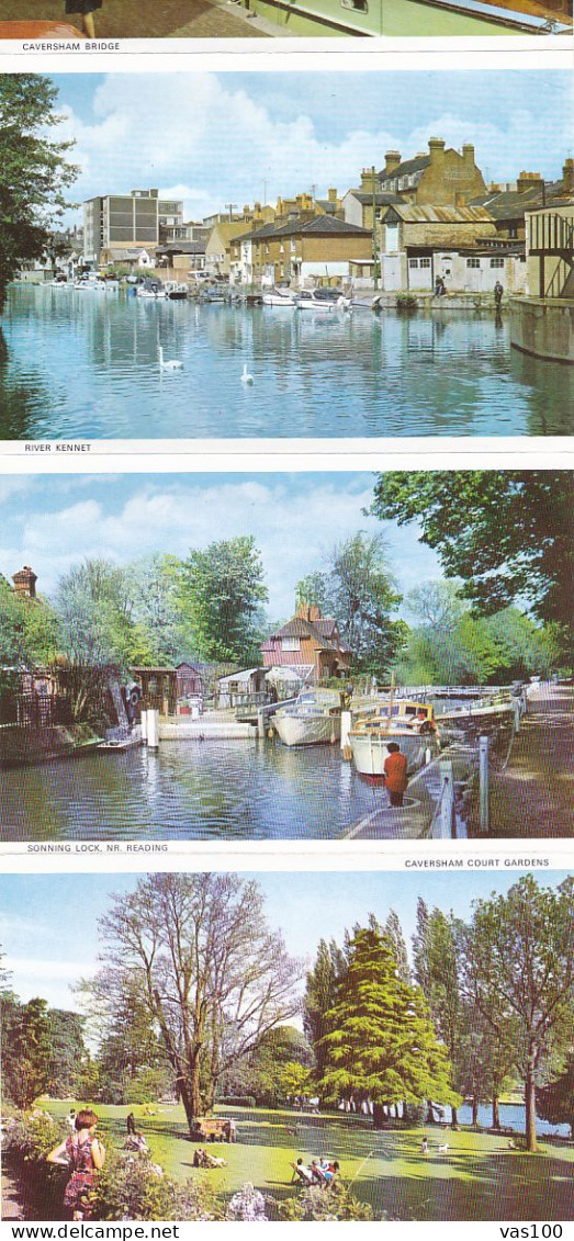 CPA READING- DIFFERENT VIEWS, BRIDGES, SHIPS, RIVER BANKS, PARK, PEOPLE, SWANS, LEPORELLO, 6X - Reading