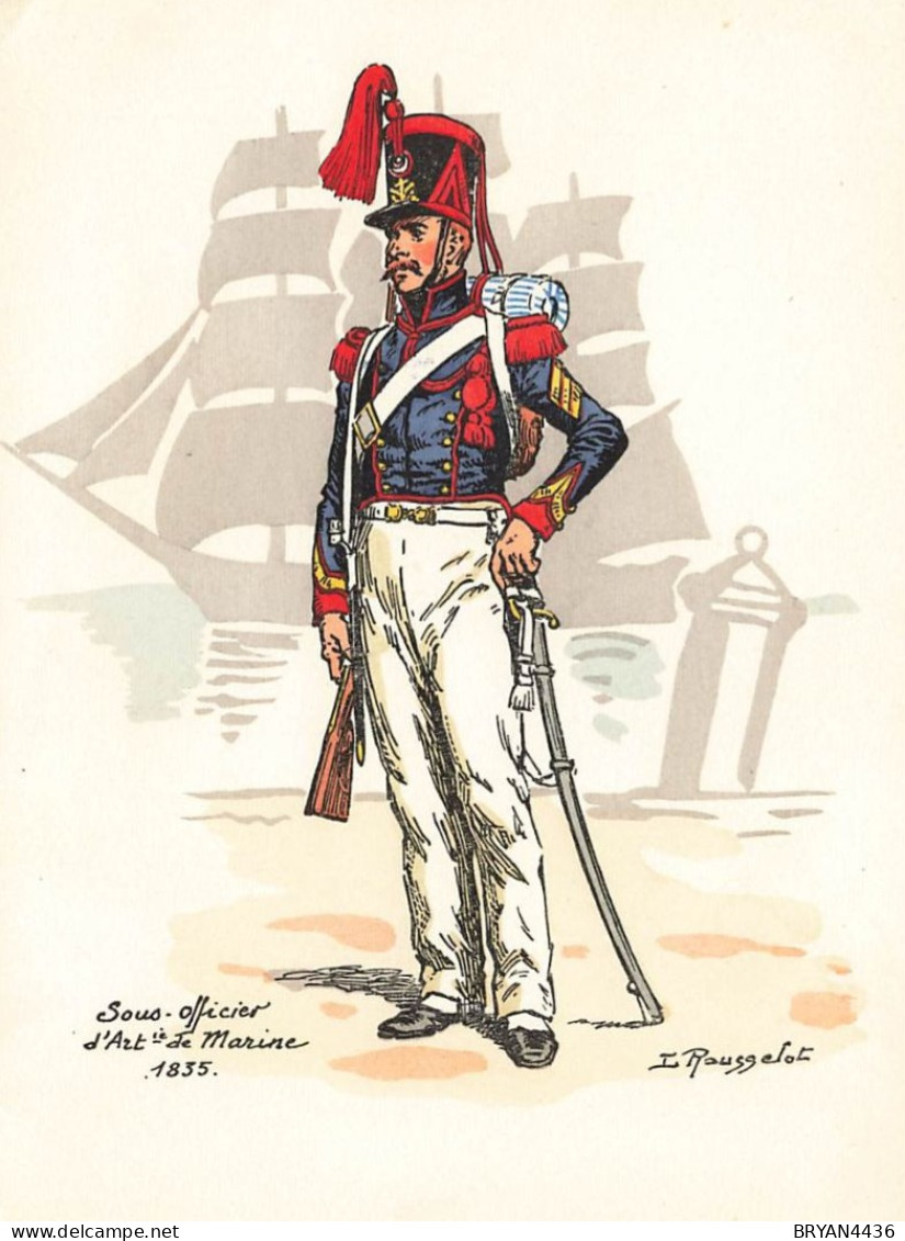 SOUS-OFFICIER D' ARTILLERIE De MARINE -1835 - ILLUSTRATEUR; L. ROUSSELOT-  UNIFORME - CARTE (132x15cm) - Uniformes