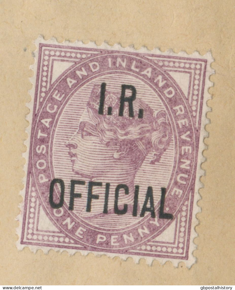 GB 189?, Large ON HER MAJESTY’S SERVICE Cover (twice Folded Vertically In The Middle) Franked With QV 1d Lilac With „I.R - Lettres & Documents