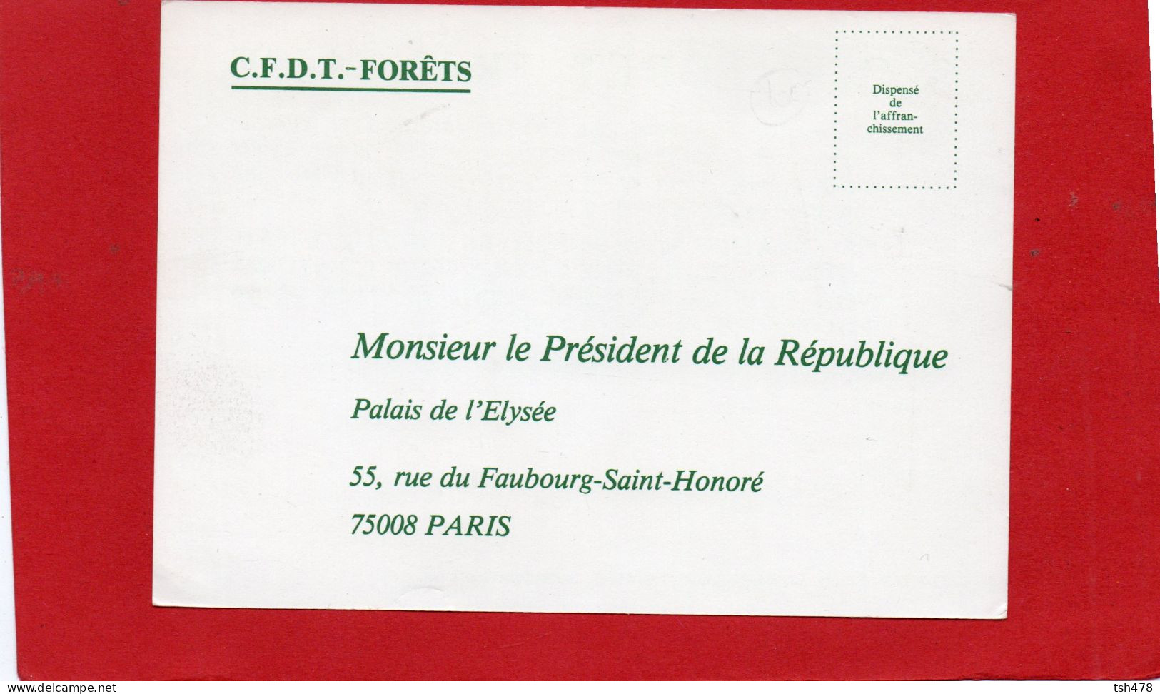 SYNDICAT  C.F.D.T.-FORETS---S.O.S.  Forêt Française--voir 2 Scans - Labor Unions