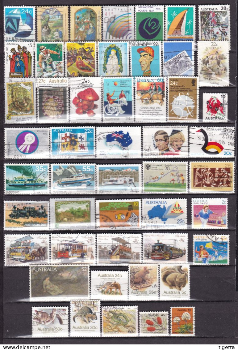 LOTTO 28 AUSTRALIA  50 FRANCOBOLLI USATI ANNATE VARIE COME DA FOTO - Blocks & Sheetlets