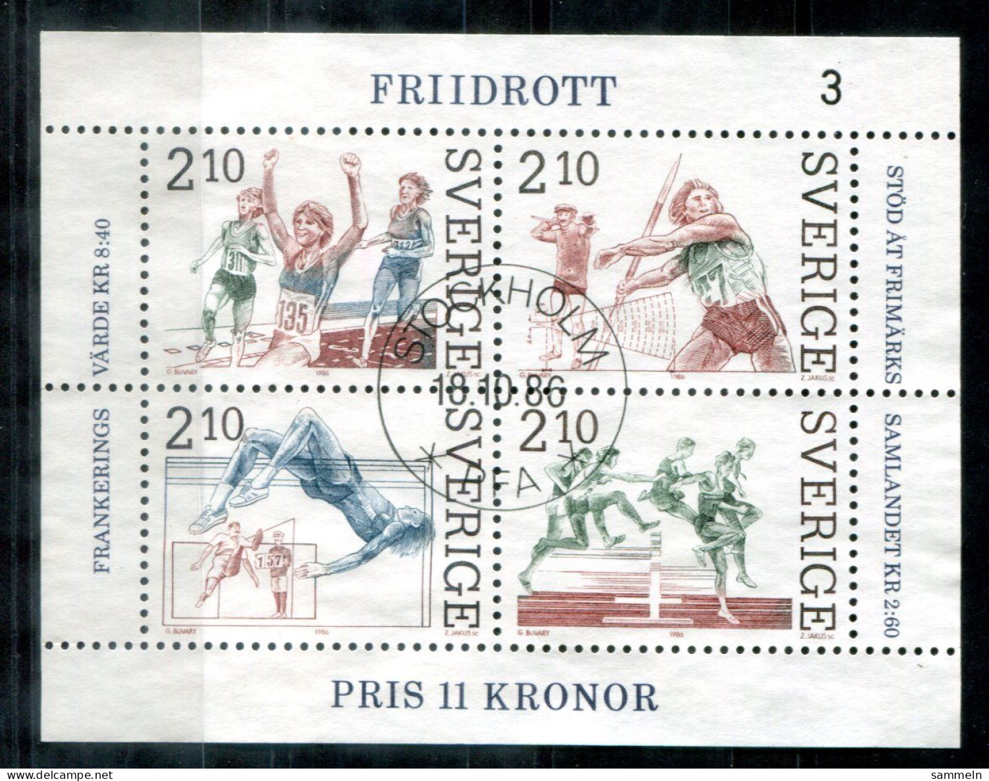 SCHWEDEN Block 14, Bl.14 FDcanc. - Sports, Hochsprung, Hürden, Speerwerfen, High Jump, Hurdles, Javelin - SWEDEN / SUÈDE - Blocks & Sheetlets